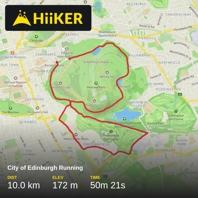 A map preview of the recording City of Edinburgh Running.