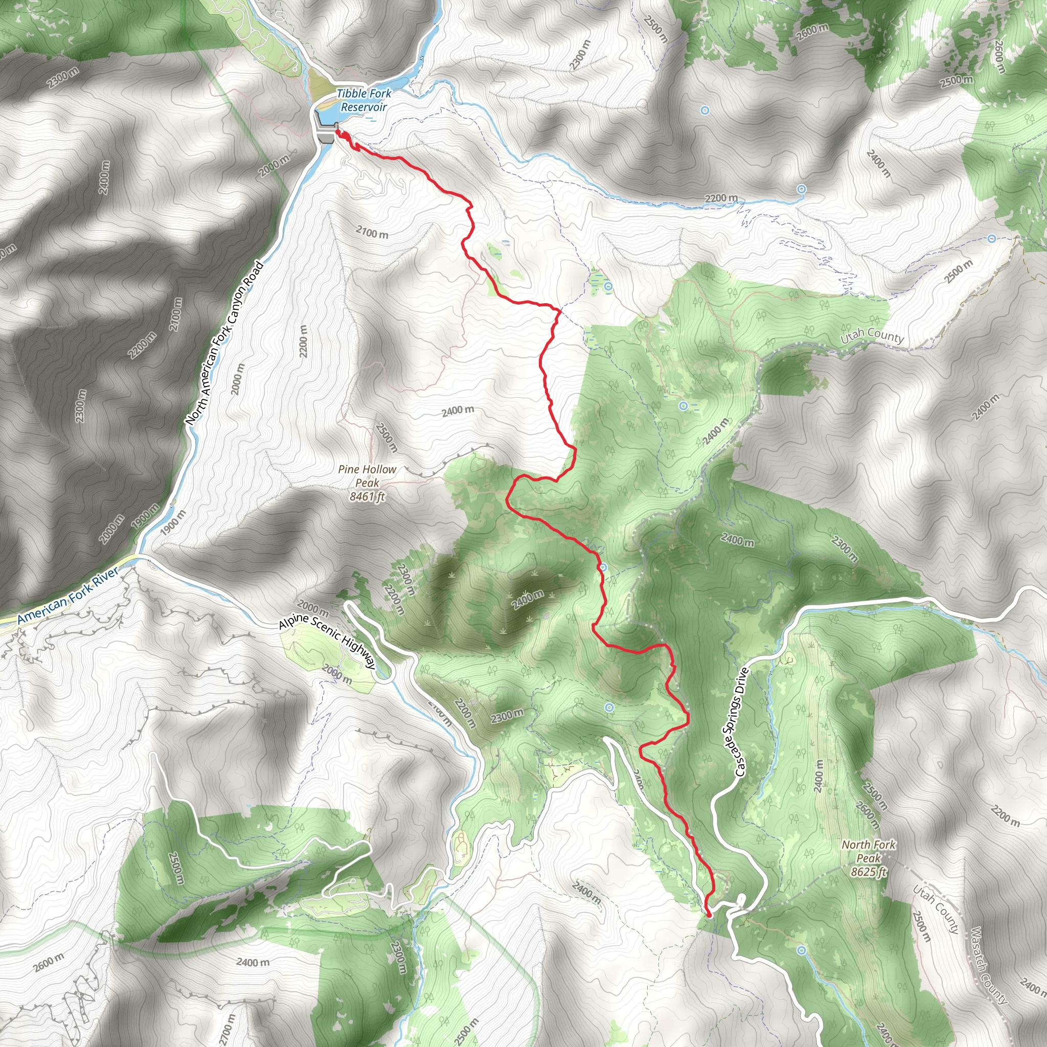 Tibble Fork Reservoir Trail mobile static map