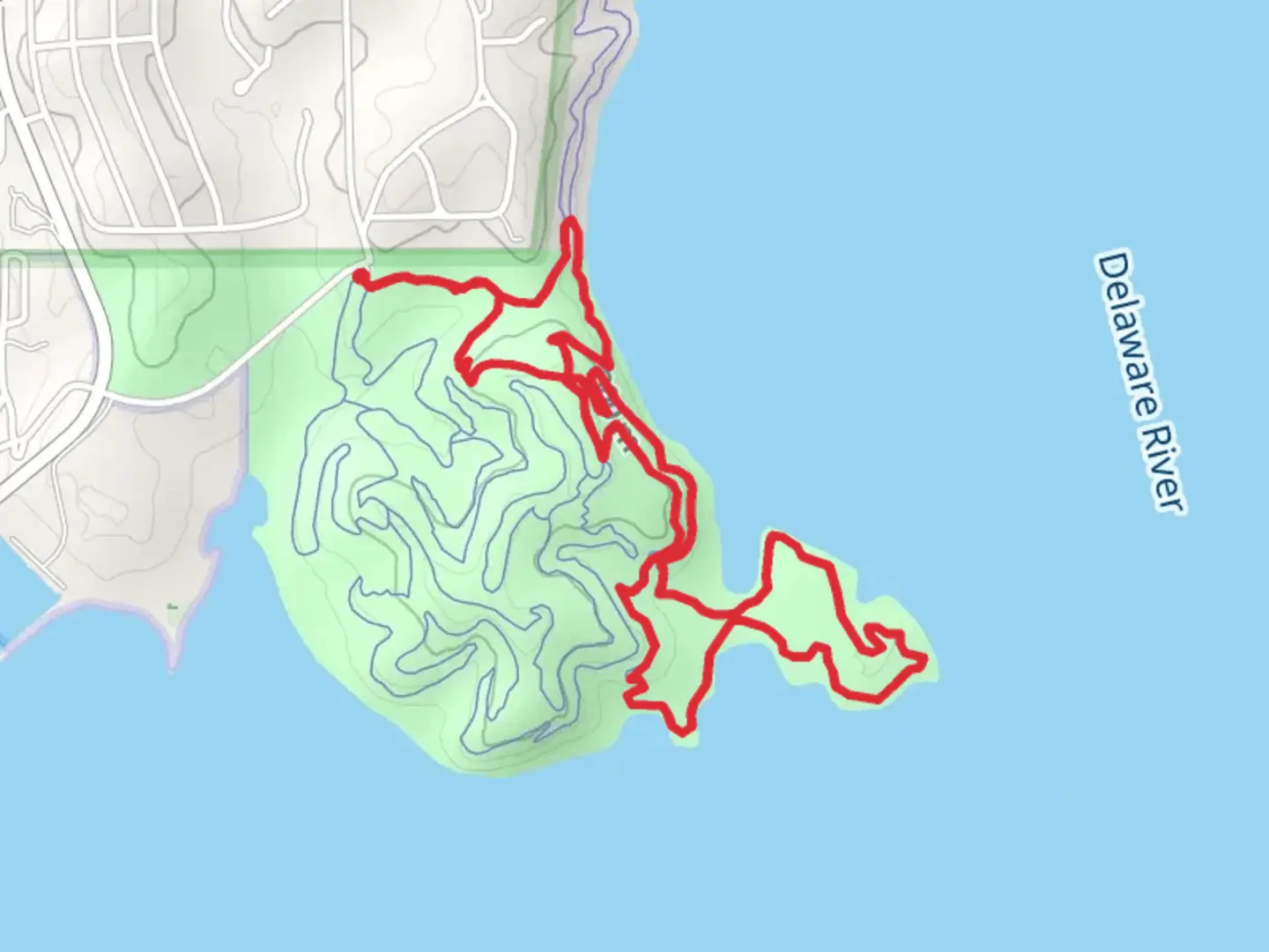 An image depicting the trail Delaware River East side Loop and its surrounding area.