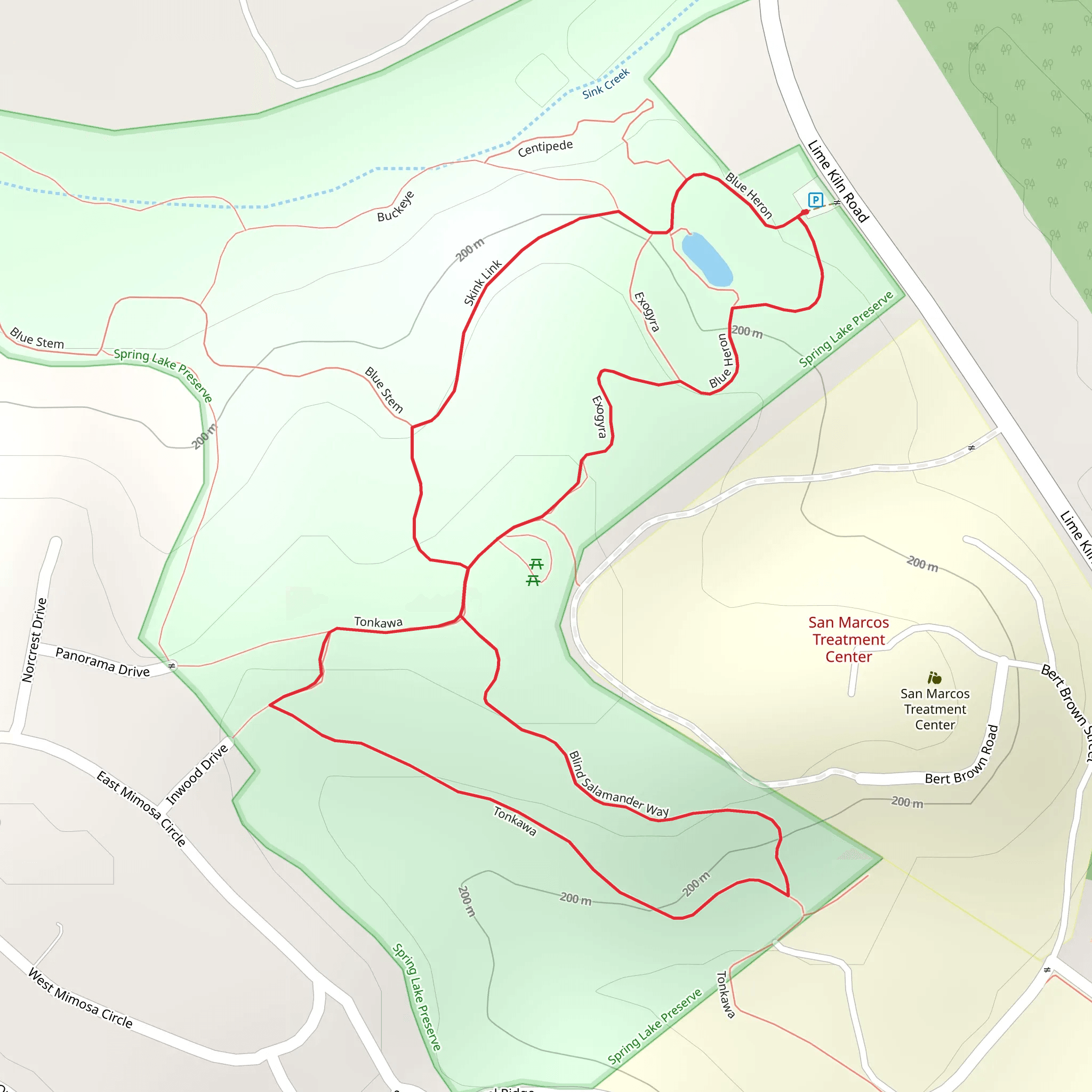 Blue Heron, Blind Salamander Way and Skink Link Loop mobile static map