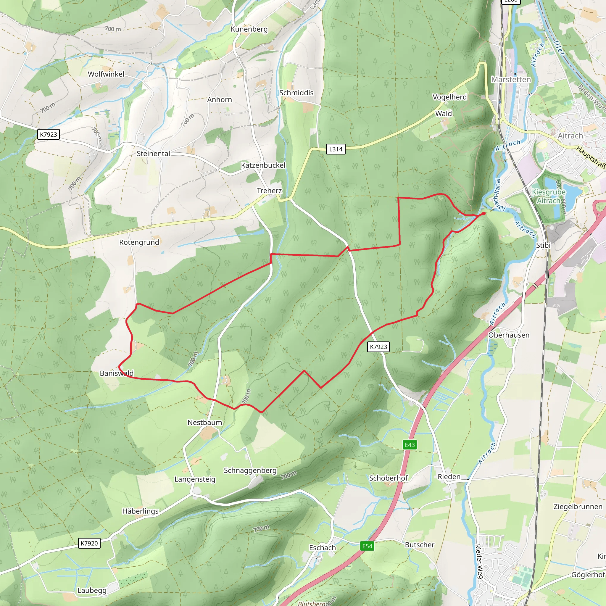Aitracher Nestbaumweg Loop mobile static map
