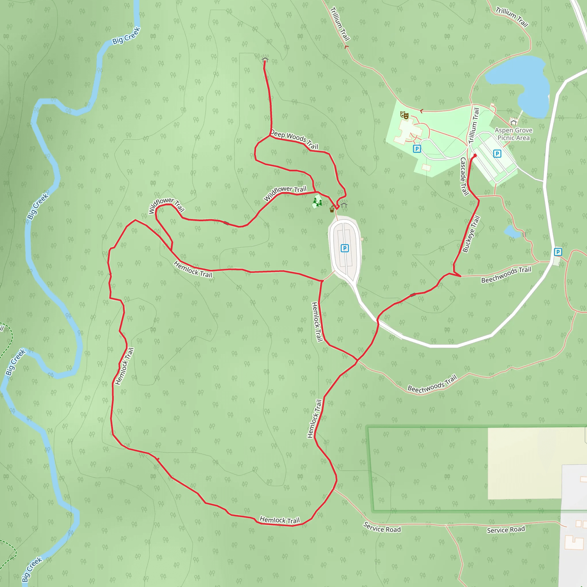 Beechwoods and Hemlock Trail mobile static map