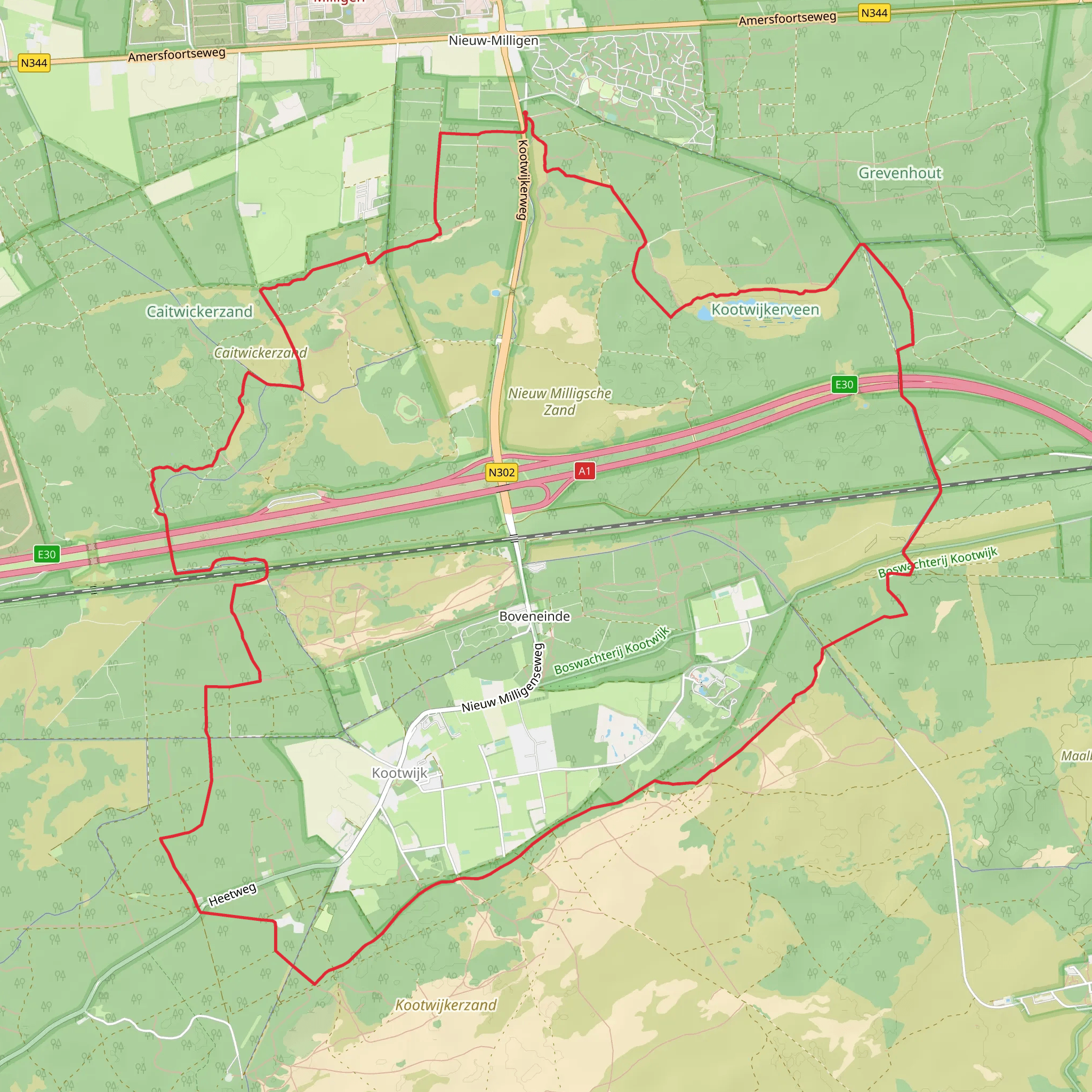 Kootwijkerveen, Zanderdennen and Maanschoten Loop mobile static map