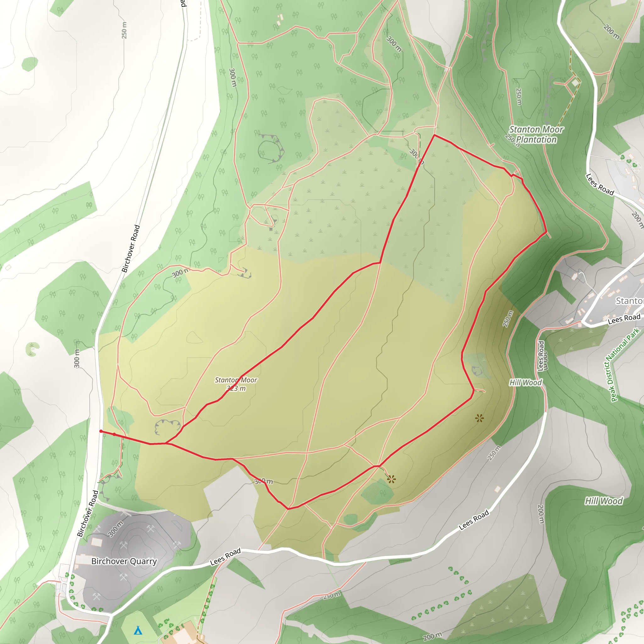 Cork Stone and Stanton Moor Loop Walk mobile static map