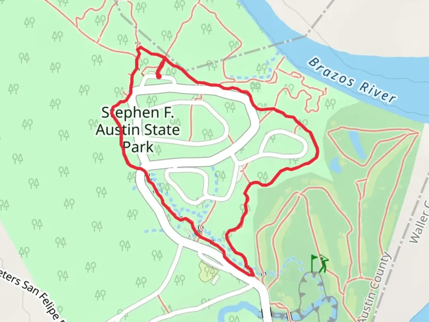An image depicting the trail Ironwood and Pileated Loop Trail and its surrounding area.