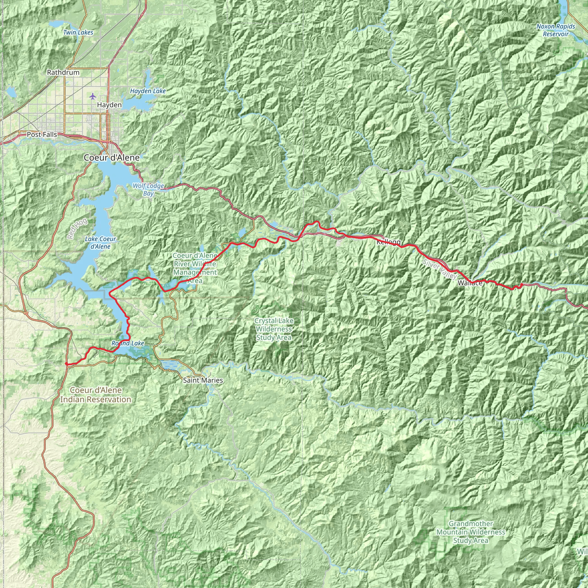 Coeur d'Alene Trail mobile static map