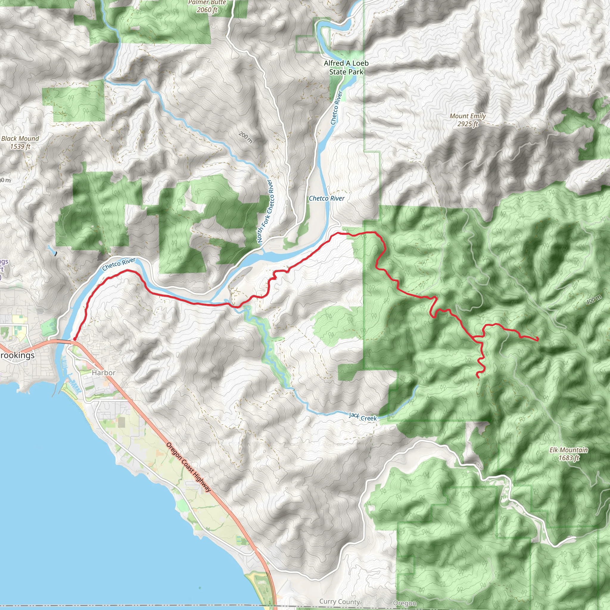 Chetco River and Mill Creek mobile static map