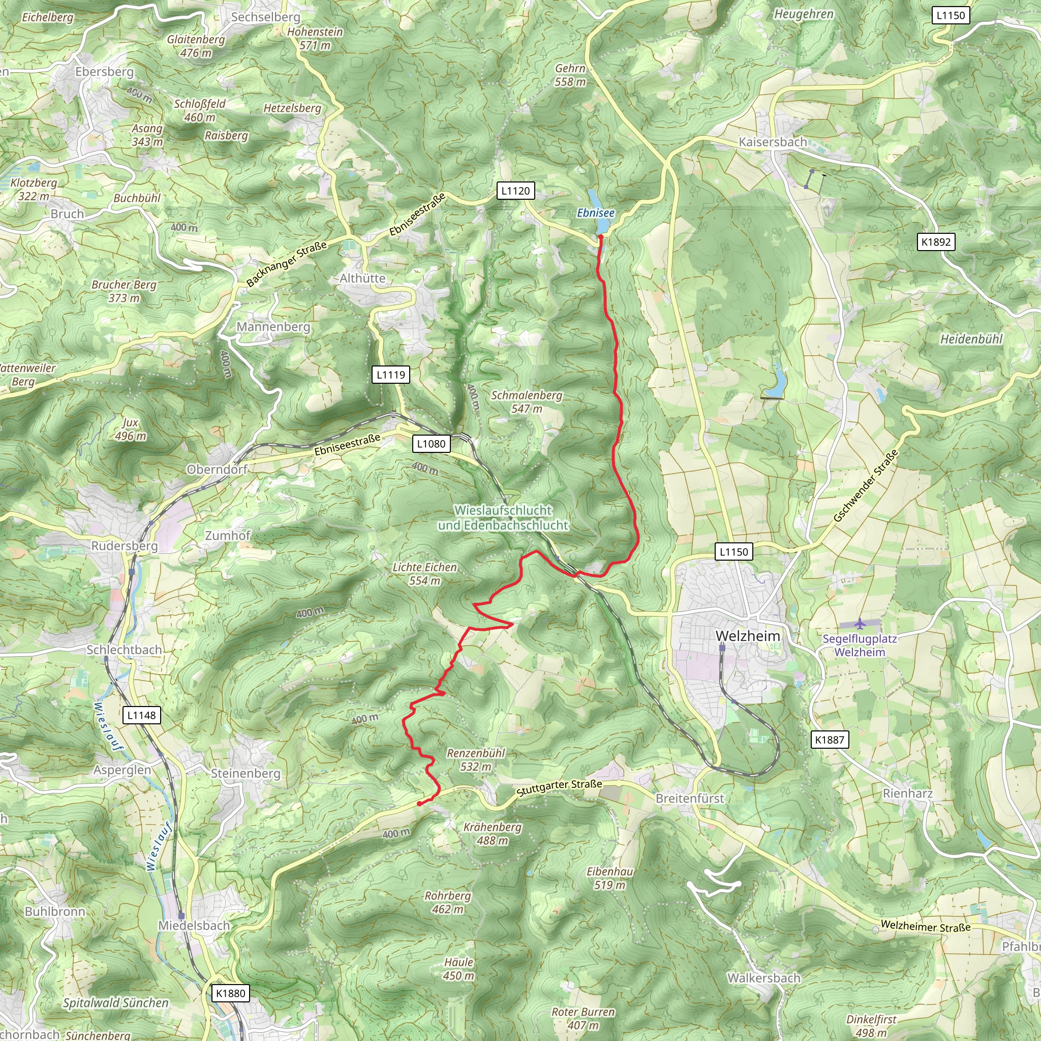 Ebnisee to Steinbruck via Zum Ebnisee and GeoErlebnispfad mobile static map
