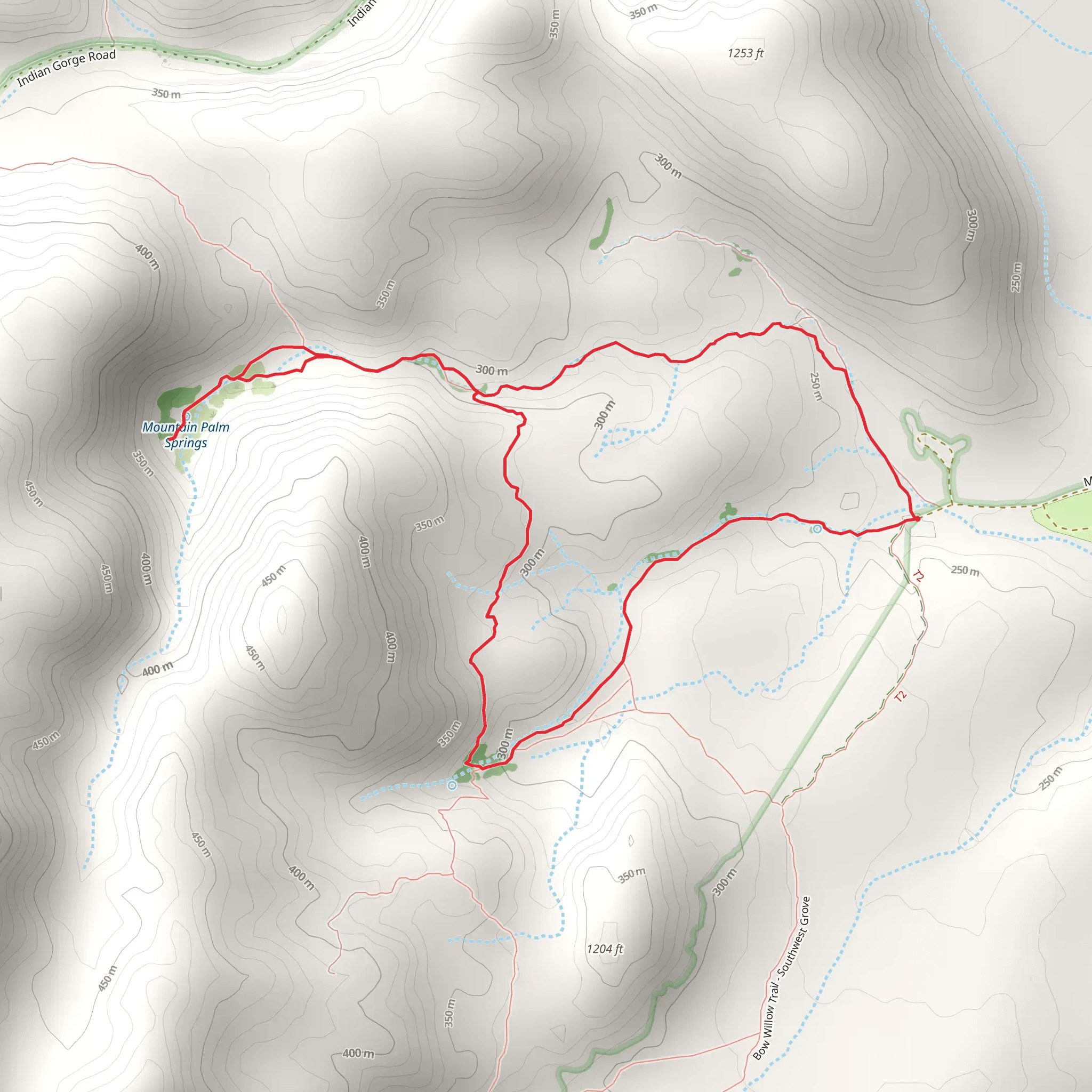 Mountain Palm Springs - Pygmy Grove, Southwest Grove and Surprise Canyon Loop Trail mobile static map