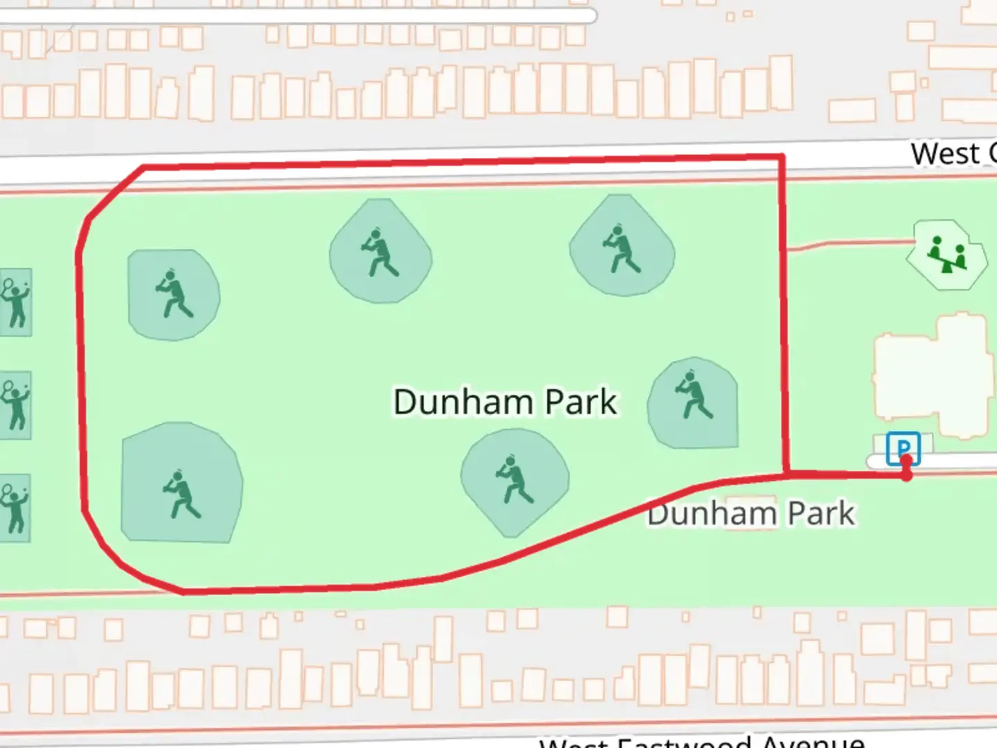 An image depicting the trail Dunham Park Loop and its surrounding area.