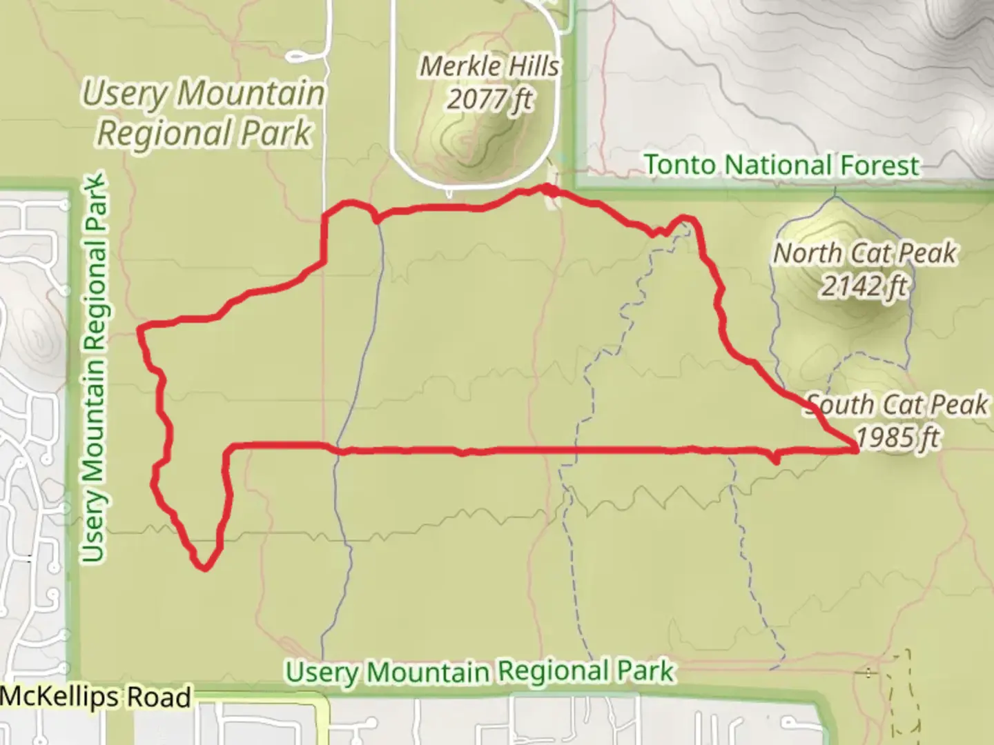 An image depicting the trail Blevins Trail and Blevins Trail Loop and its surrounding area.