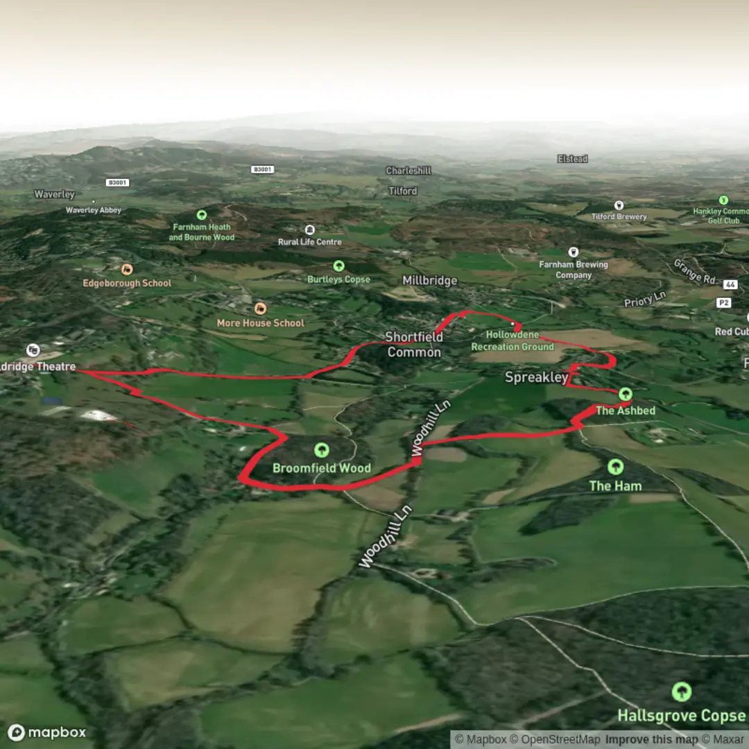 An image depicting the trail Frensham Heights and its surrounding area.