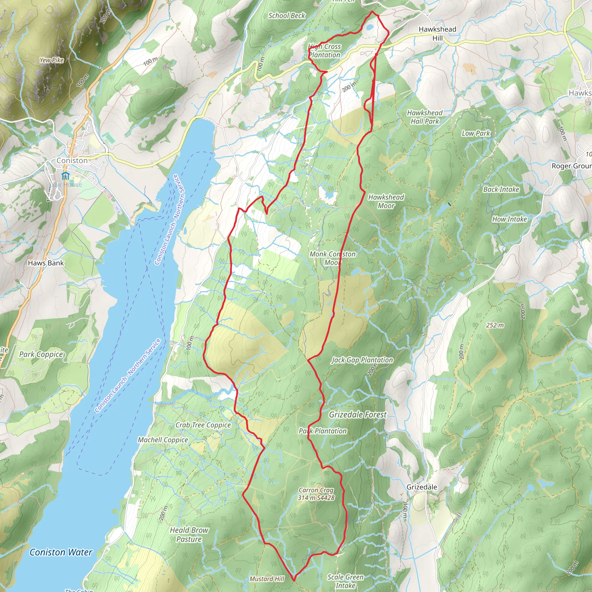 Hawkshead Hill to Grizedale Forest Loop mobile static map