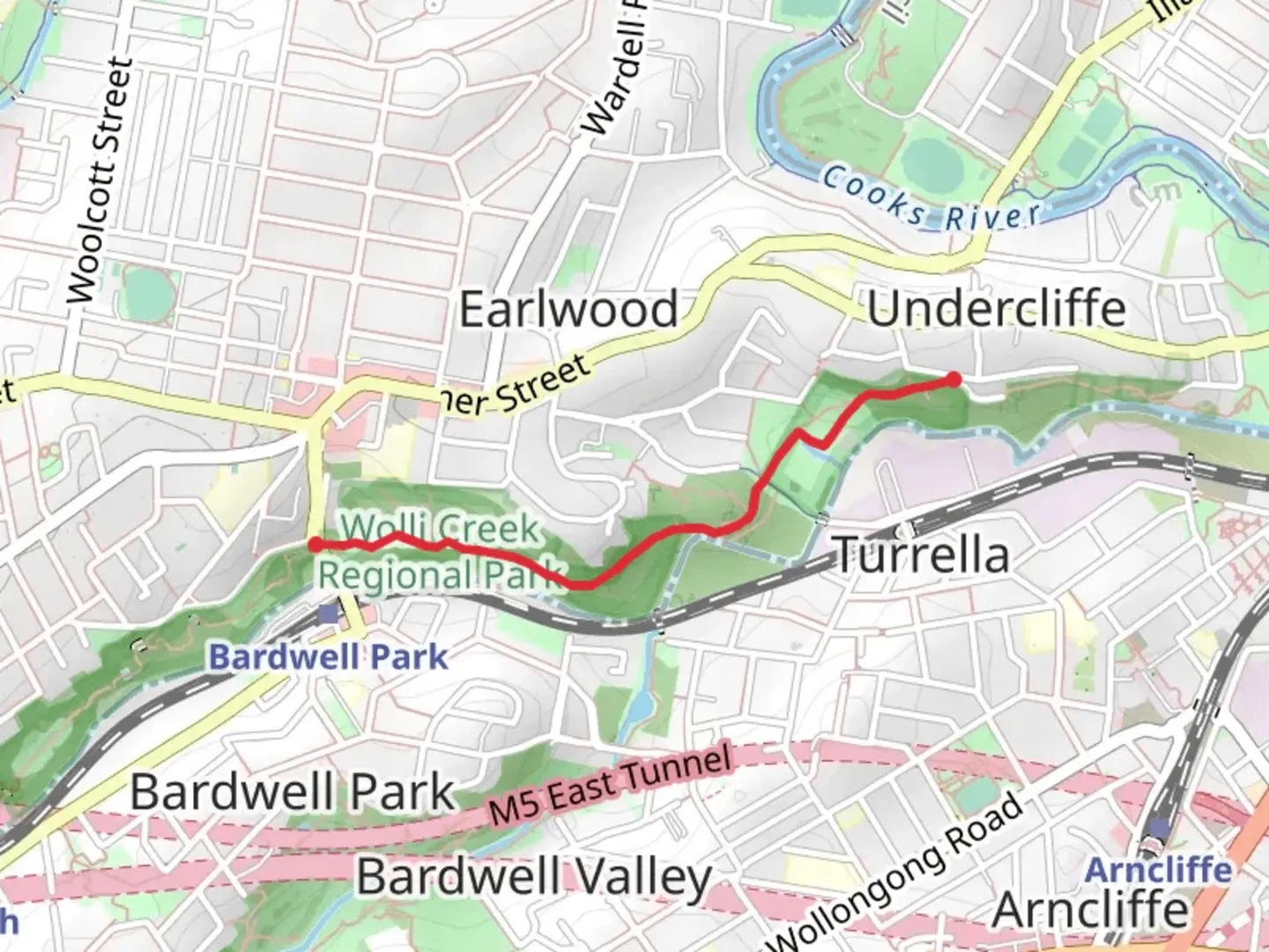 An image depicting the trail Wolli Creek Track and its surrounding area.