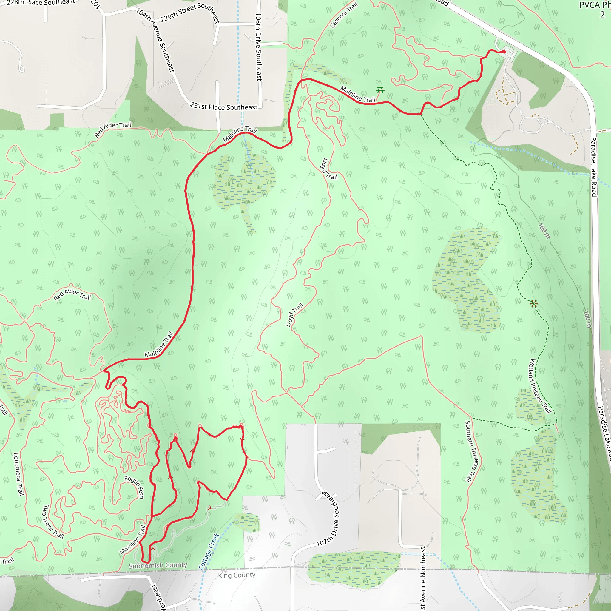 Mainline Trail and Southern Traverse Trail mobile static map