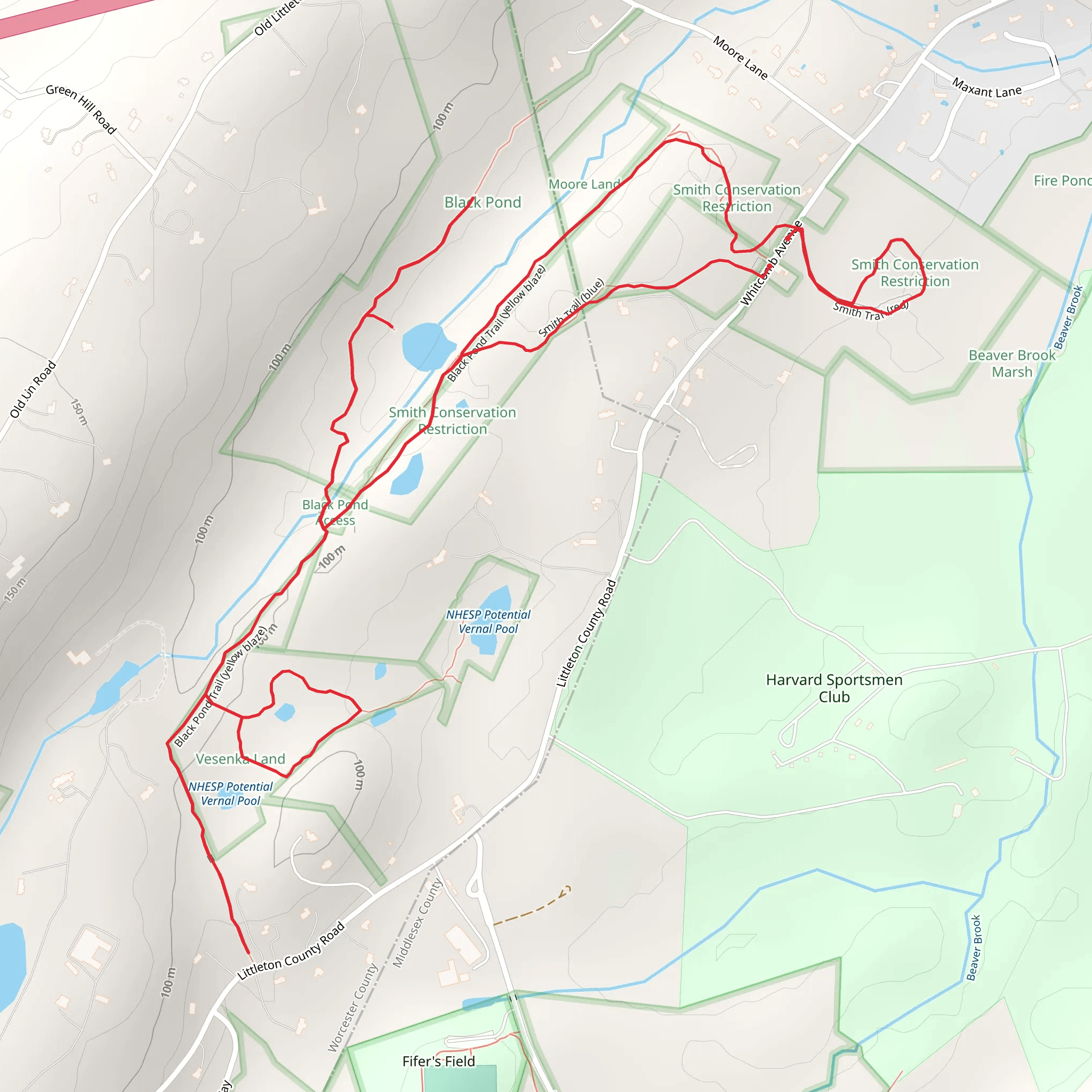 Black Pond Loop from Whitcomb Avenue mobile static map
