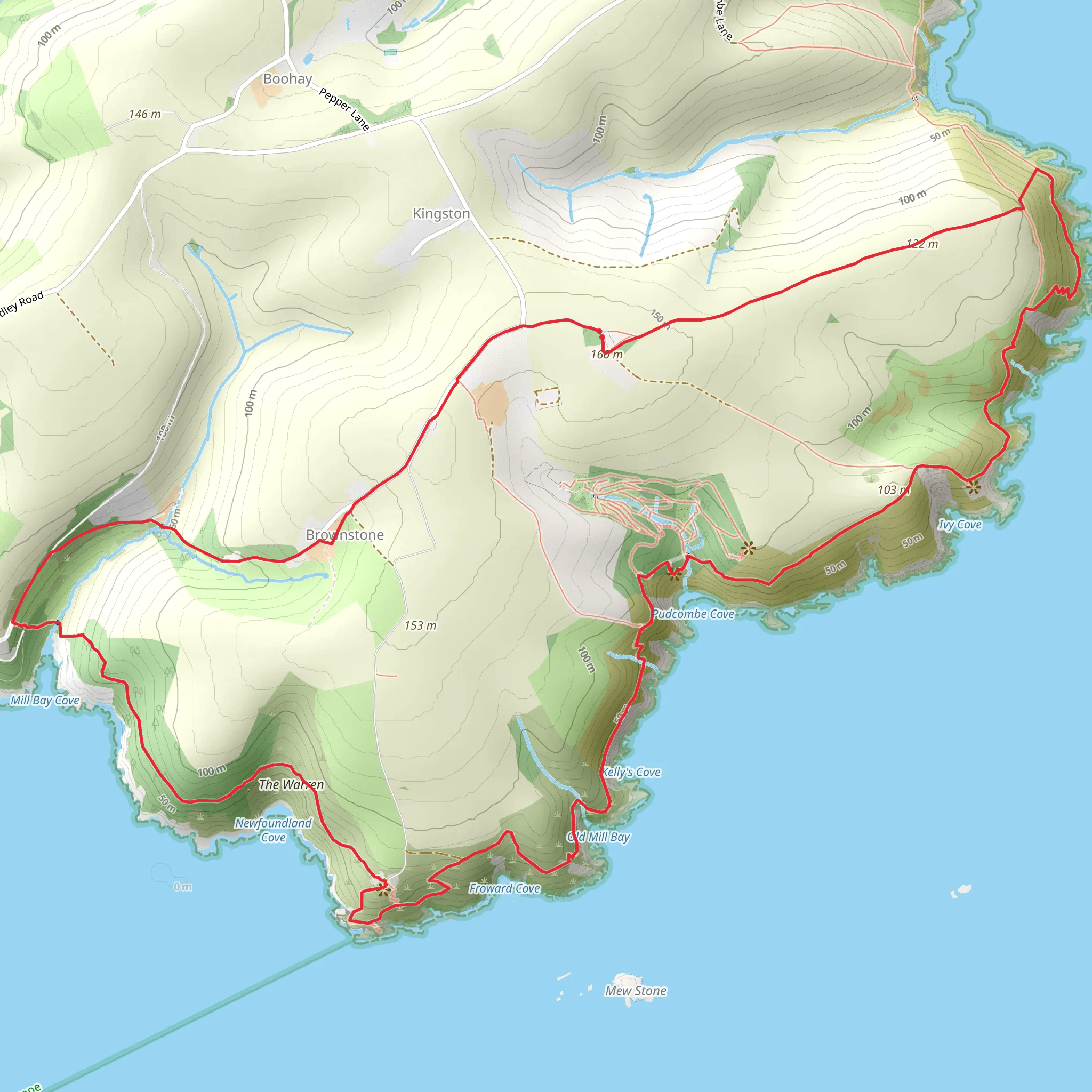 Scabbacombe and Mill Bay Walk mobile static map