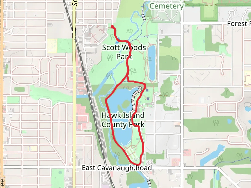 Hawk Island County Park Loop via Lansing River Trail