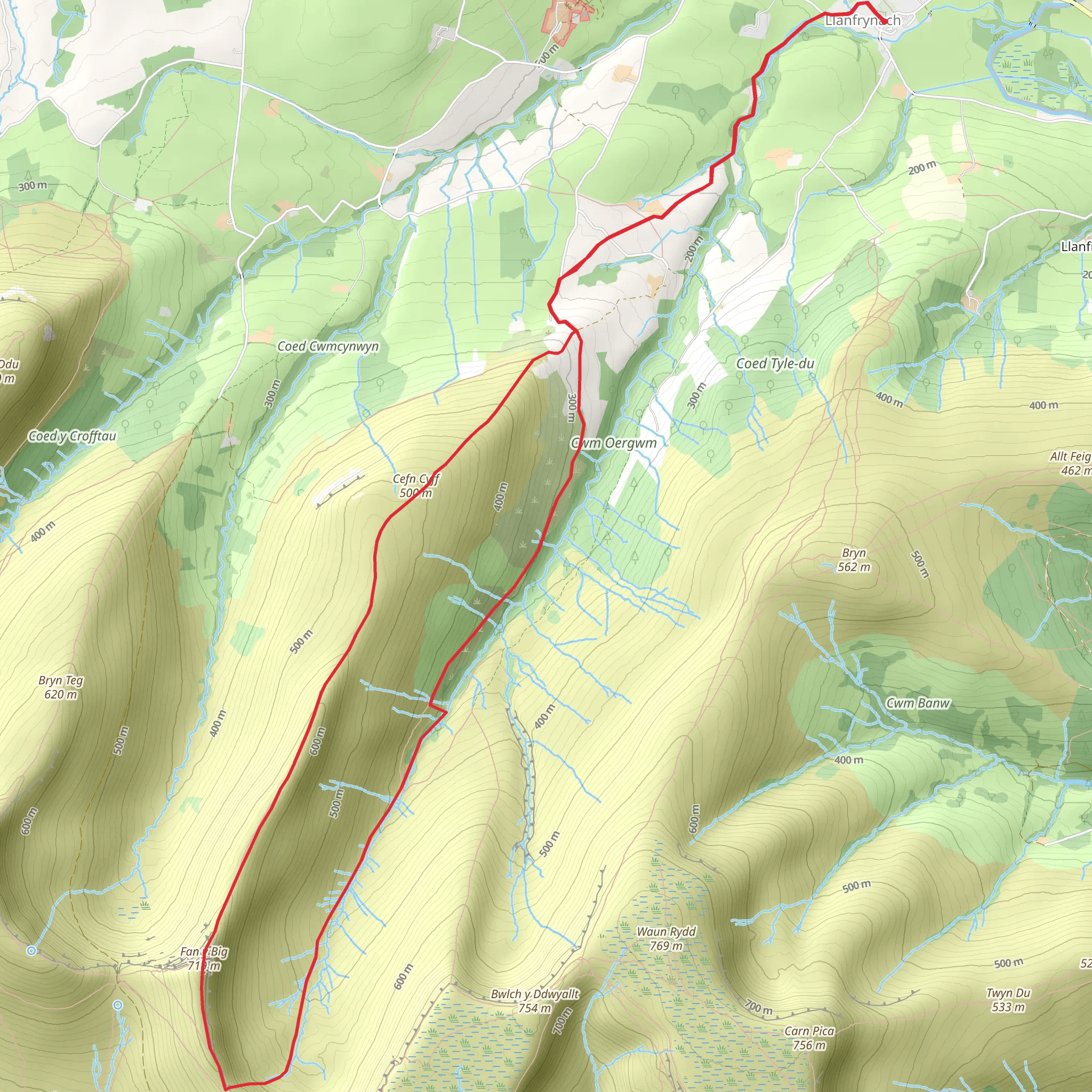 Fan y Big via Cwm Oergwm (8) mobile static map