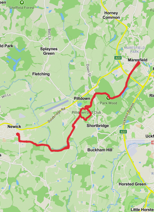 Hike on The Crown at Newick to The Chequers at Maresfield mobile static map