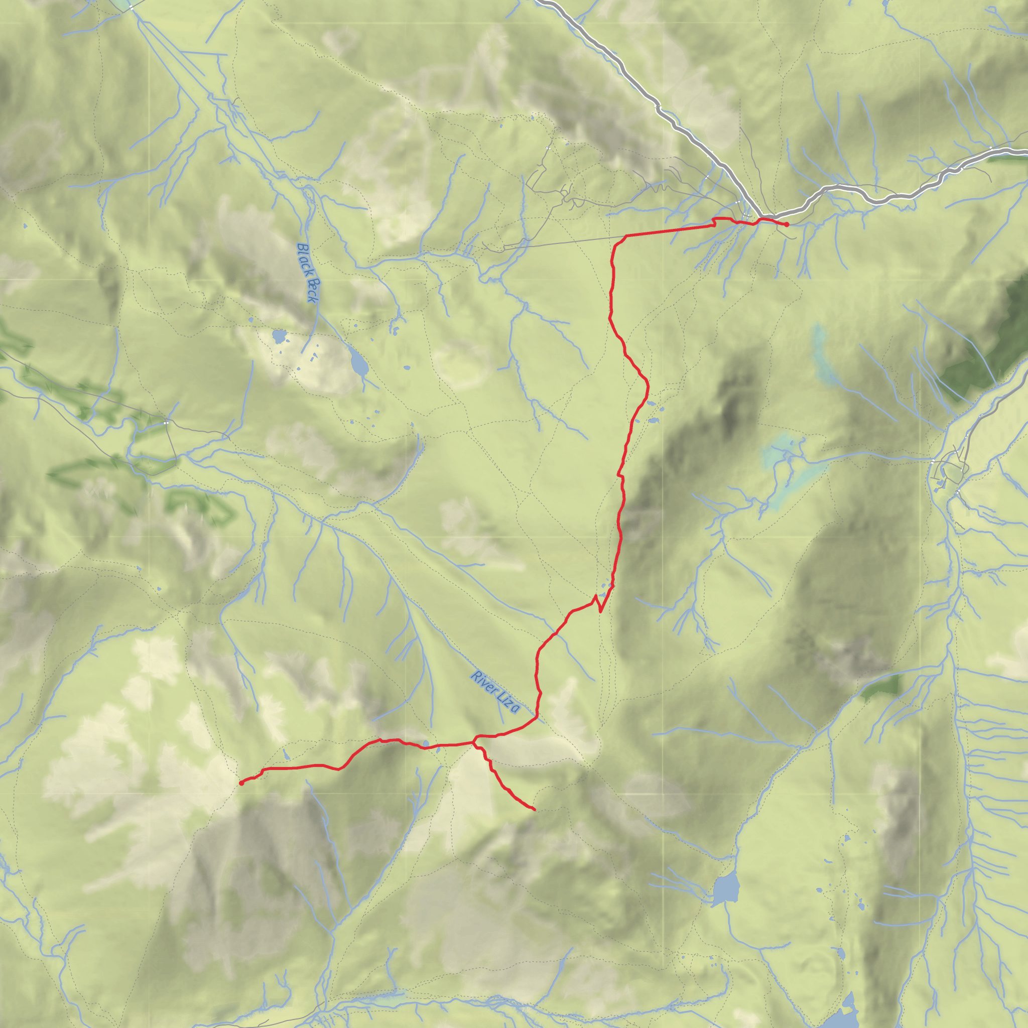 Kirk Fell via Great Gable mobile static map