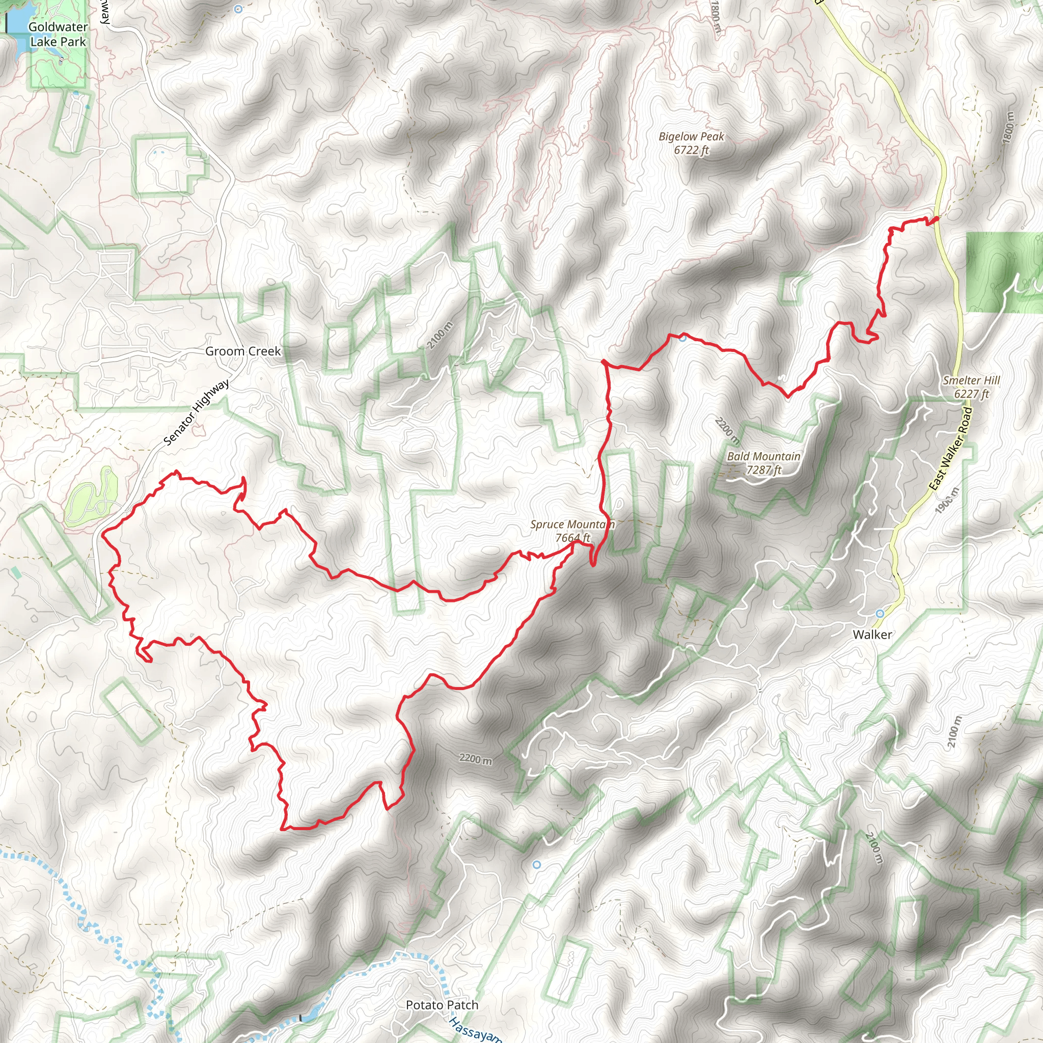 Smith Ravine and Groom Creek Loop Trail mobile static map