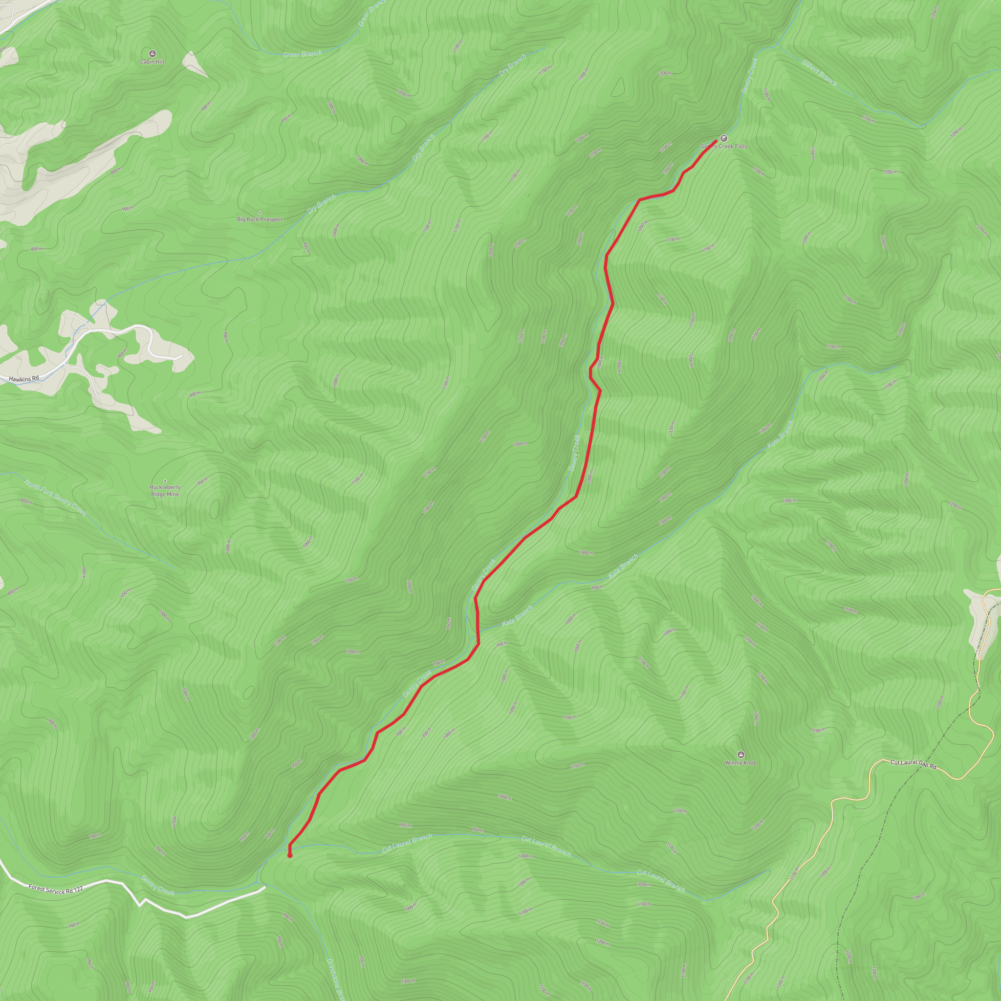 Gentry Creek Falls Trail mobile static map