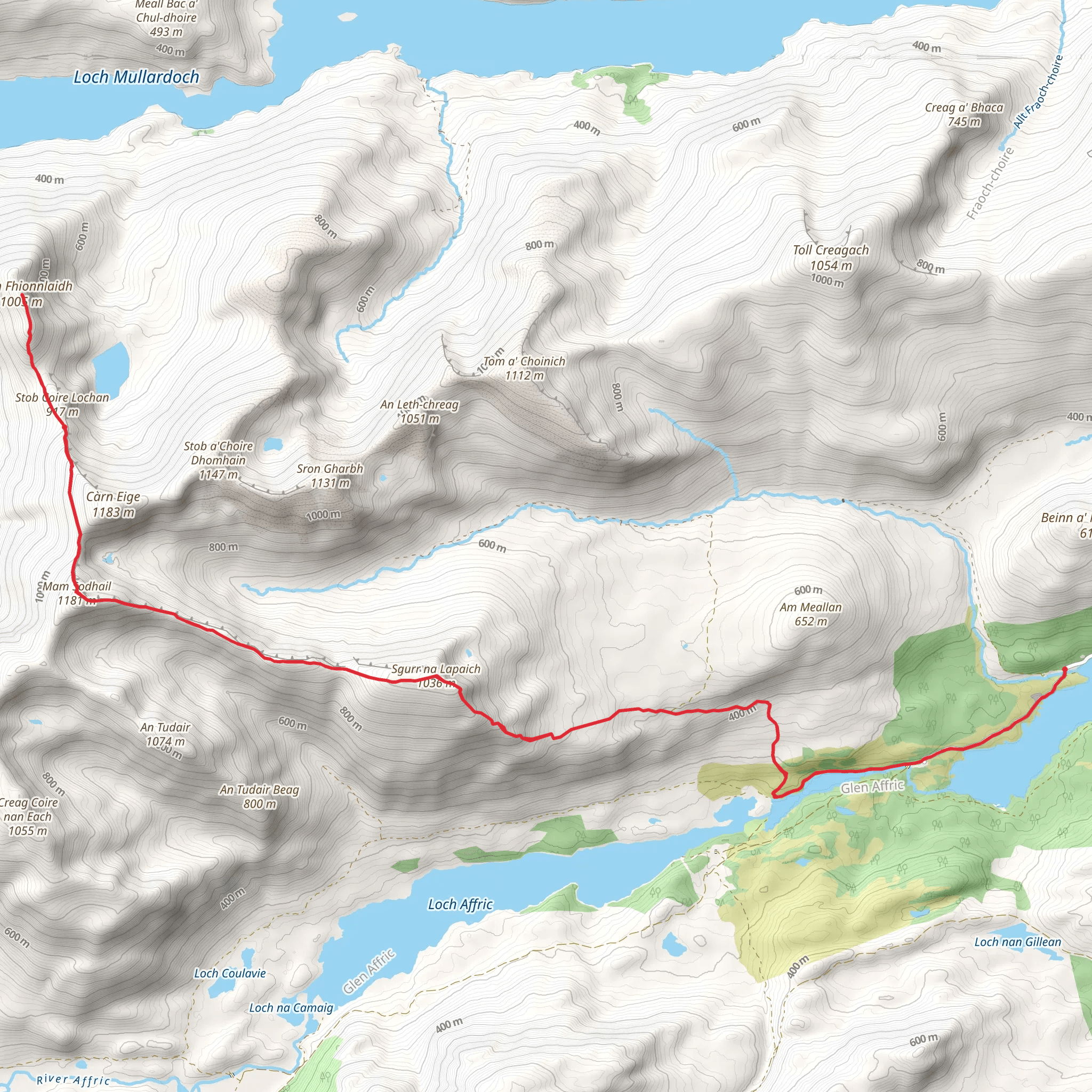 Beinn Fhionnlaidh via Sgurr Na Lapaich mobile static map