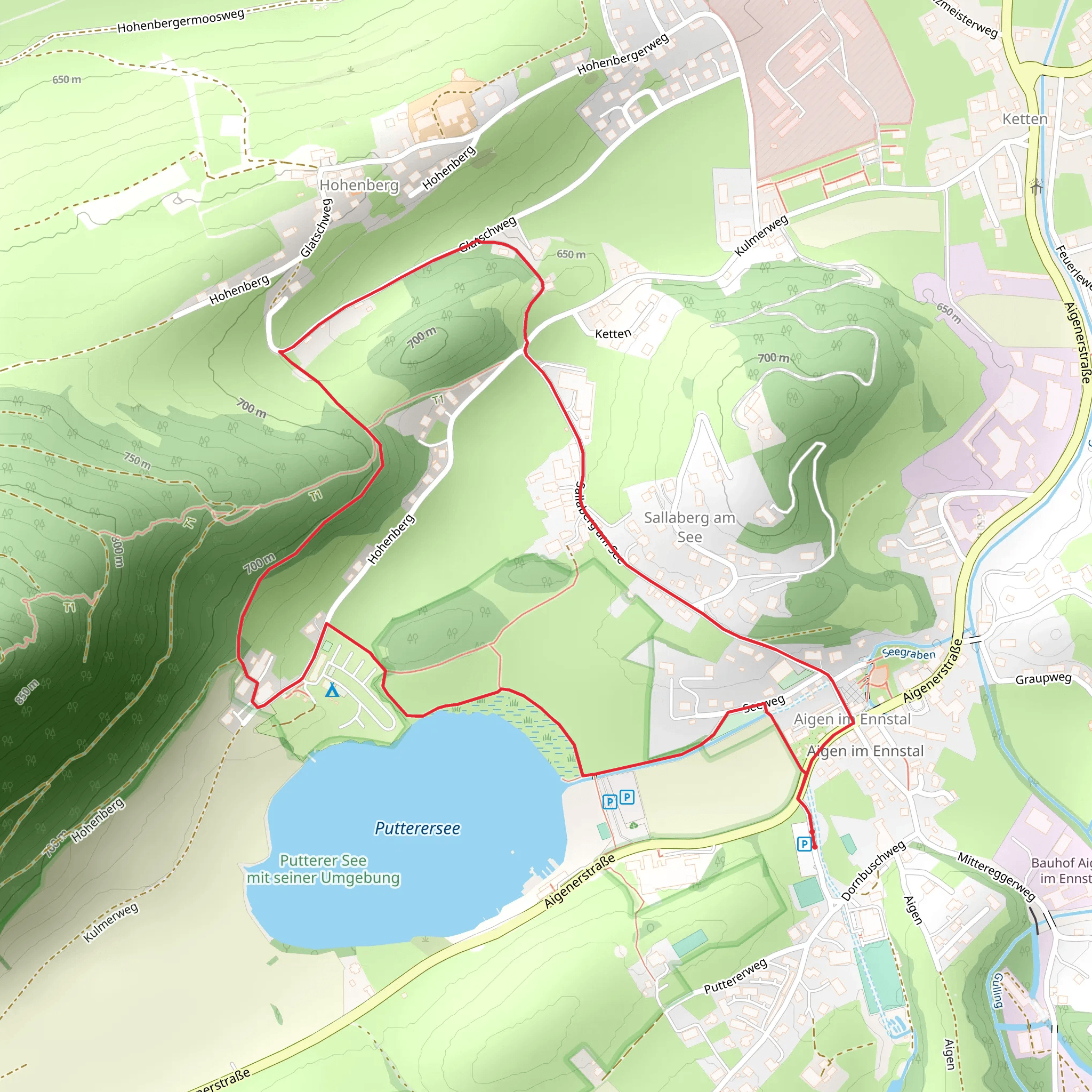 Aigen im Ennstal Loop via Puttersee mobile static map