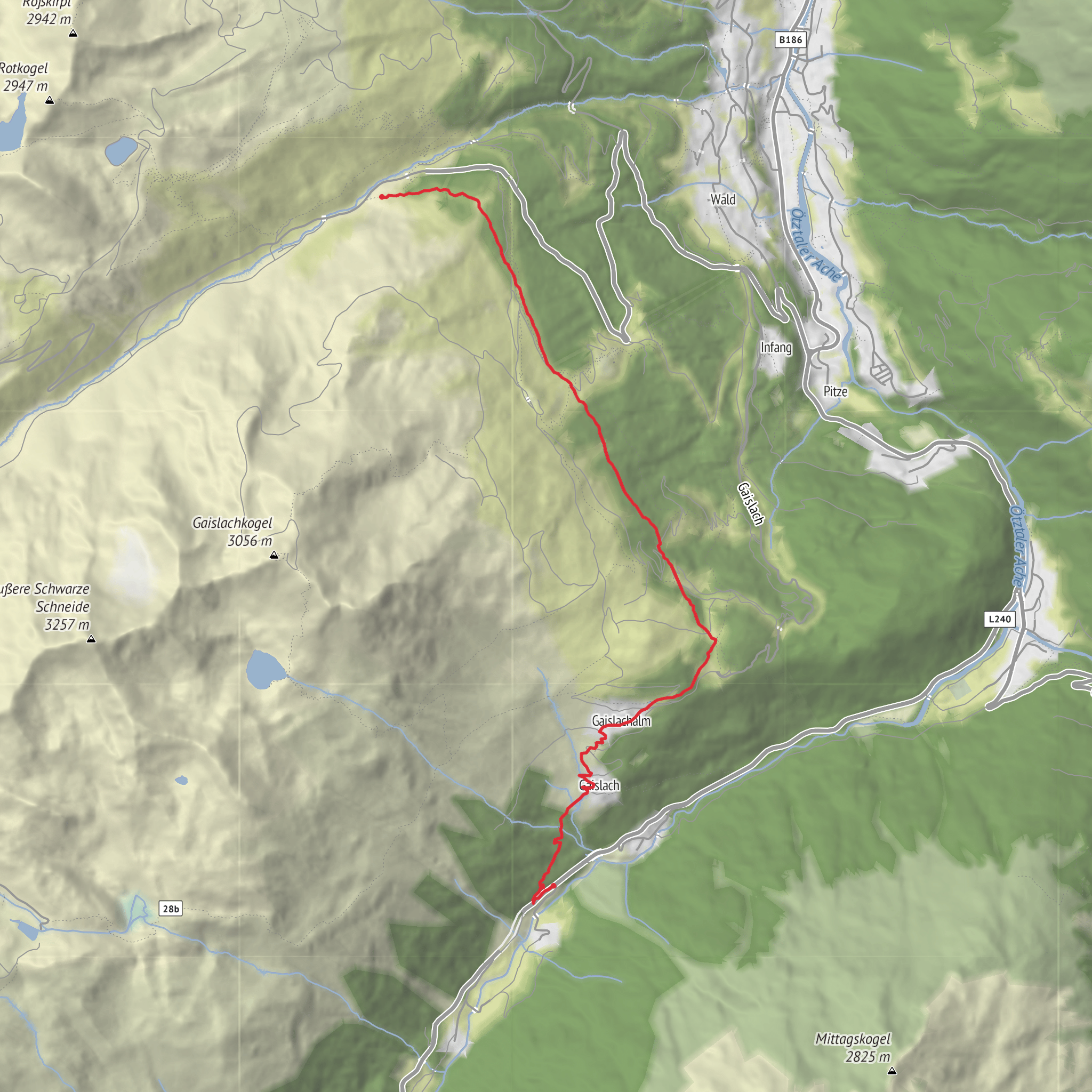 Hike from Imst via Gaislach mobile static map