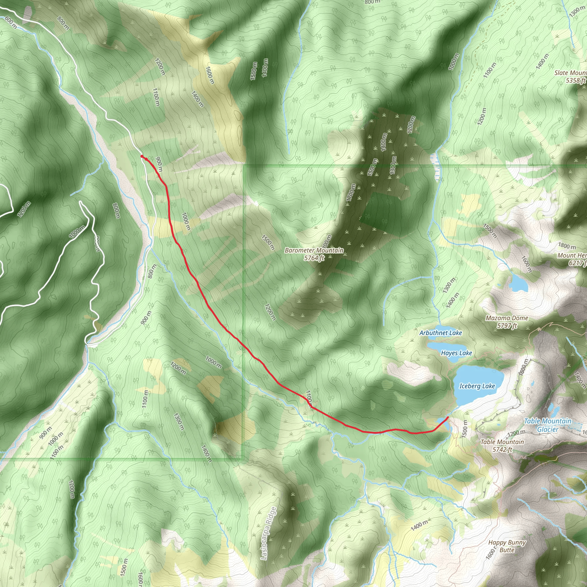Wells Creek Trail to Iceberg Lake mobile static map