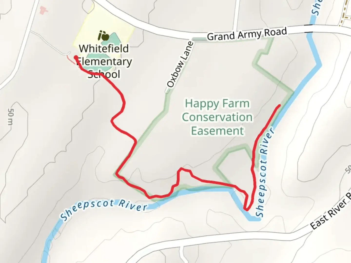 An image depicting the trail Sheepscot River and its surrounding area.