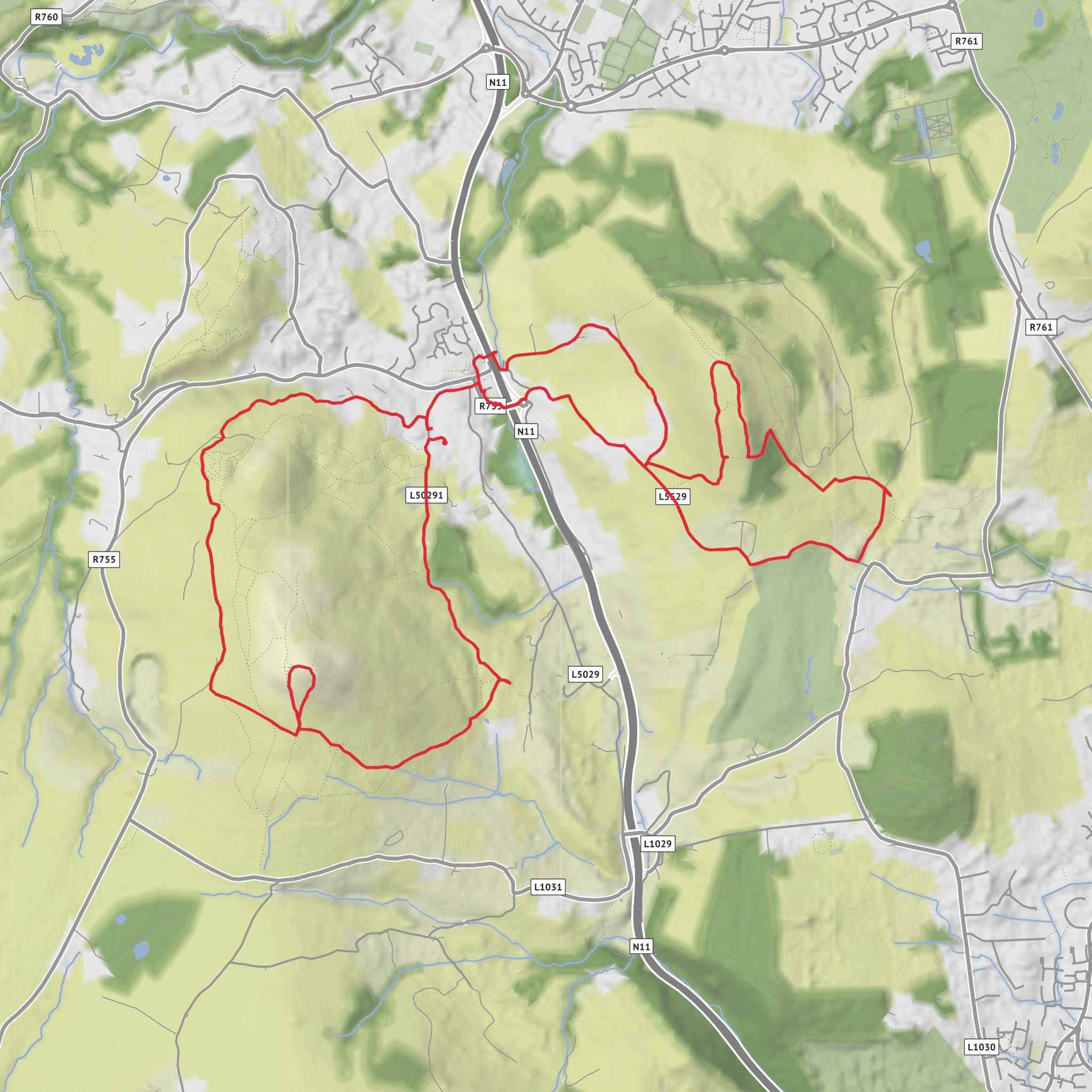 Little and Great Sugarloaf from Kilmacanogue mobile static map