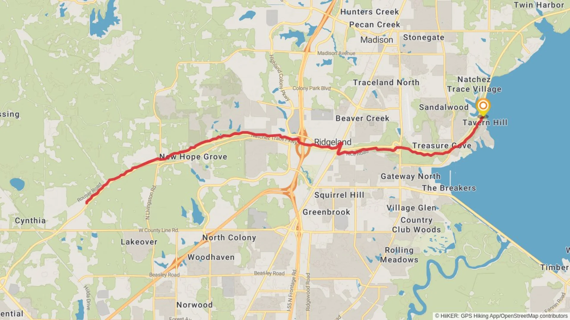 An image depicting the trail Natchez Trace Multiuse Path and its surrounding area.