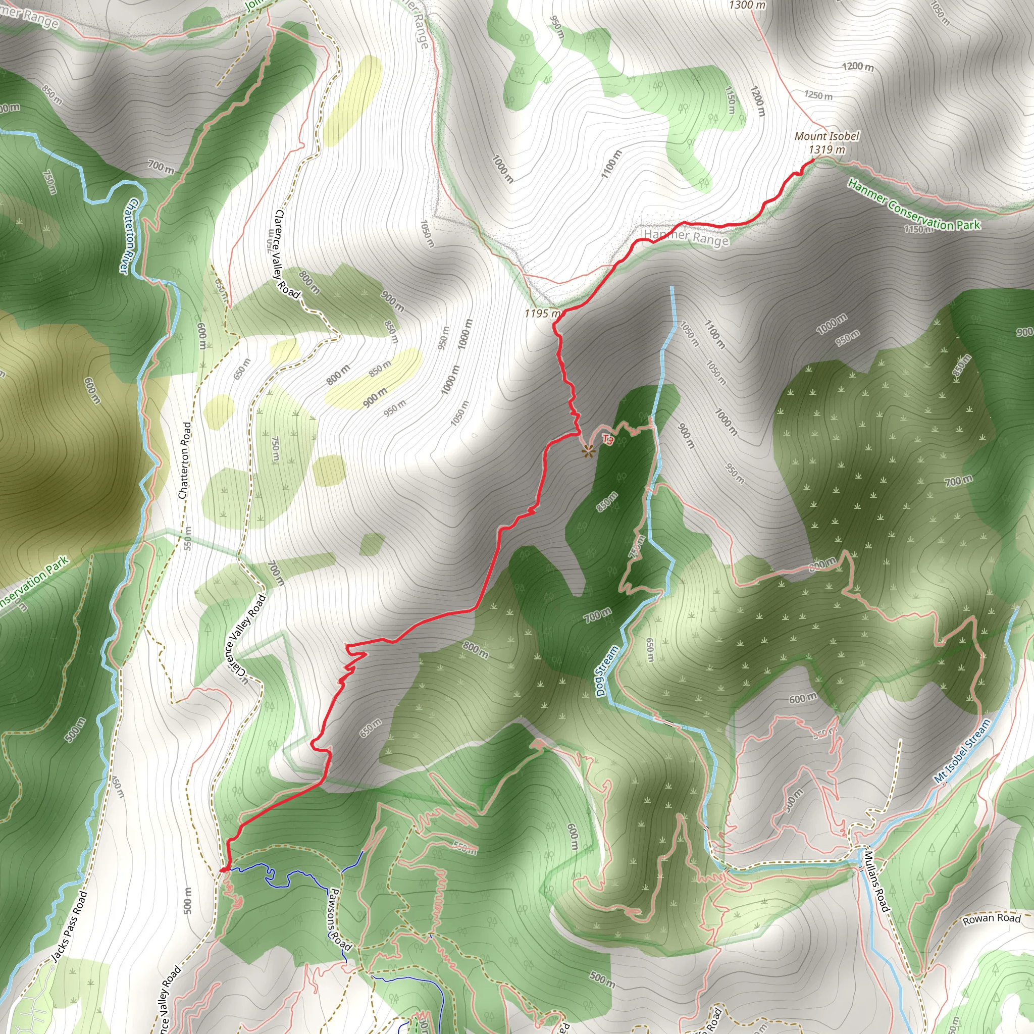 Mount Isobel via Mount Isobel Track mobile static map