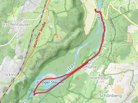 Ickinger Stausee via Traumpfad Muechen Venedig and Isar Erlrbnispfad