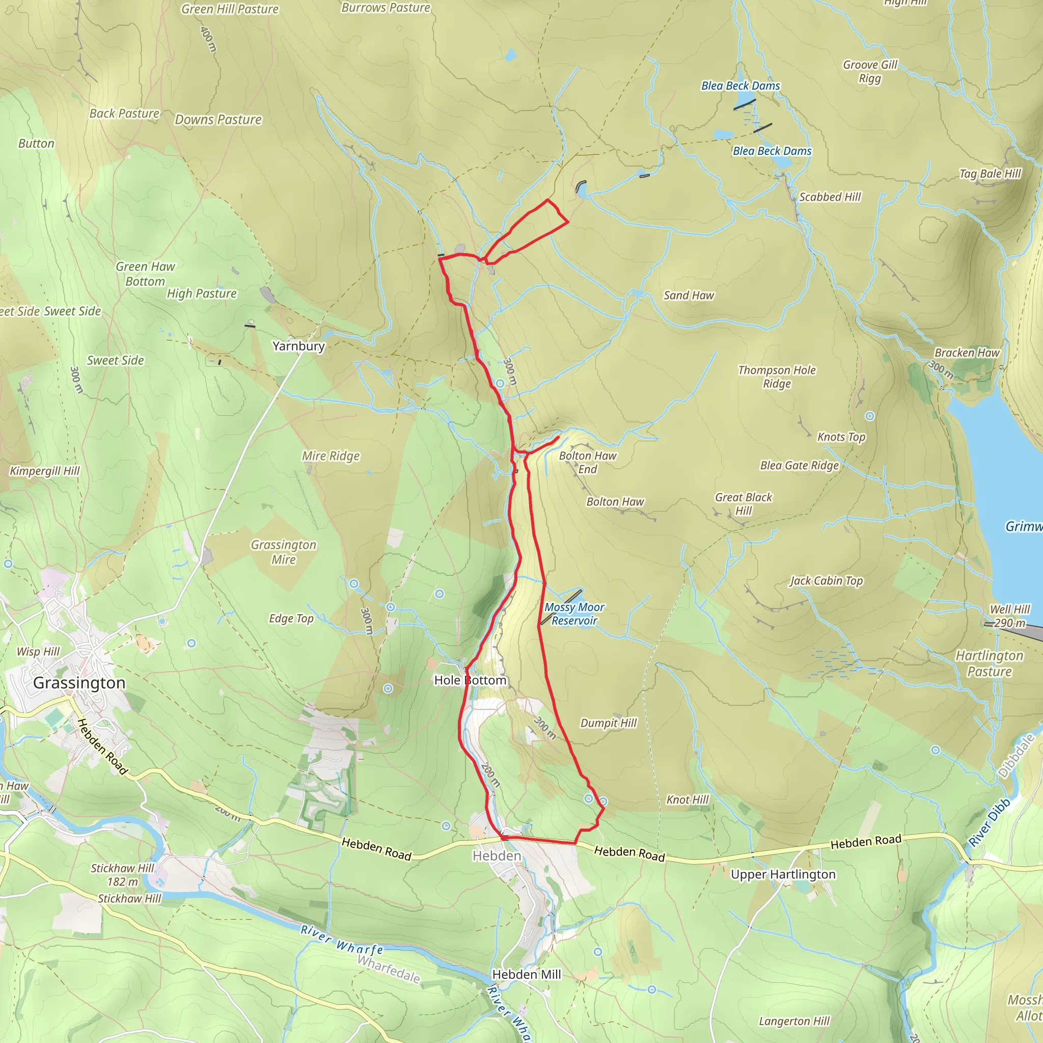 Hebden Gill and Cupola Corner mobile static map