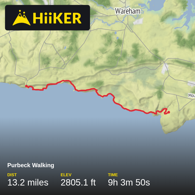 A map preview of the recording Worth Matravers - Lulworth.