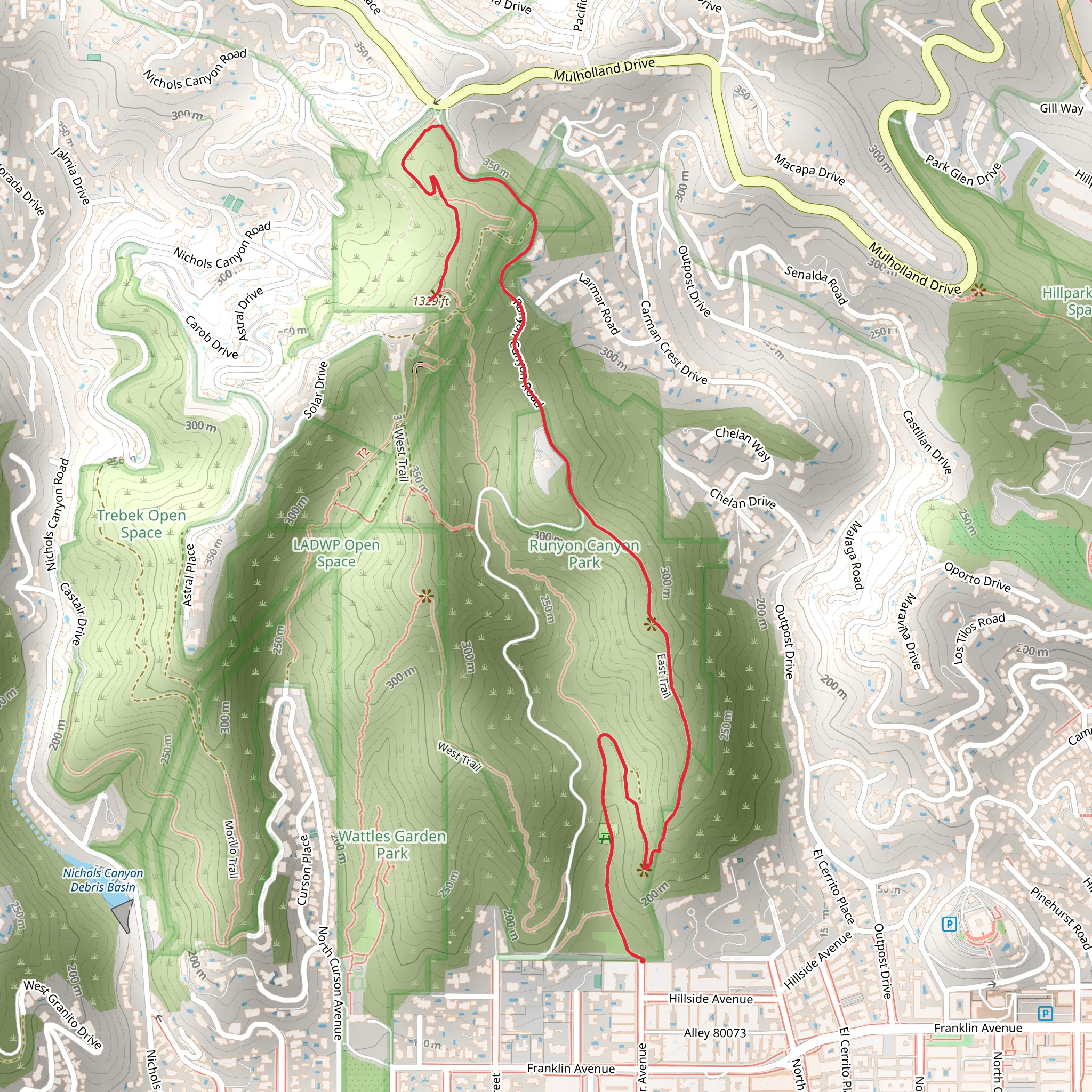 East Trail and Paved Fire Road mobile static map