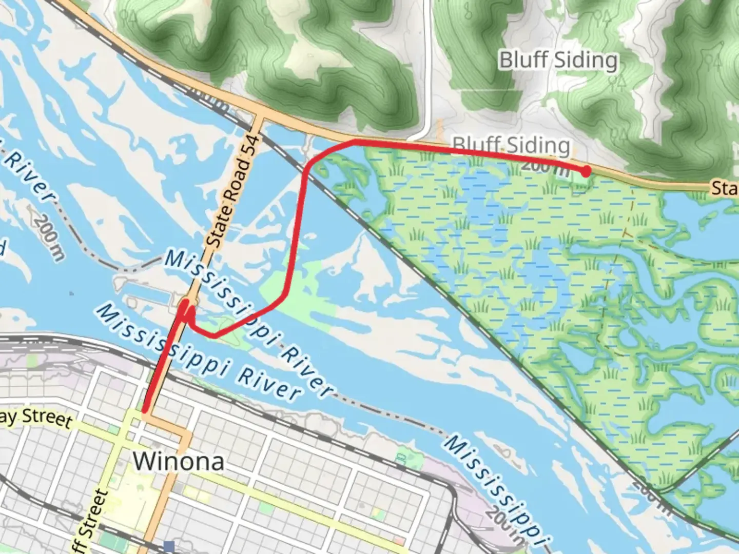 An image depicting the trail Flyway Trail and Latsch Island Walk and its surrounding area.