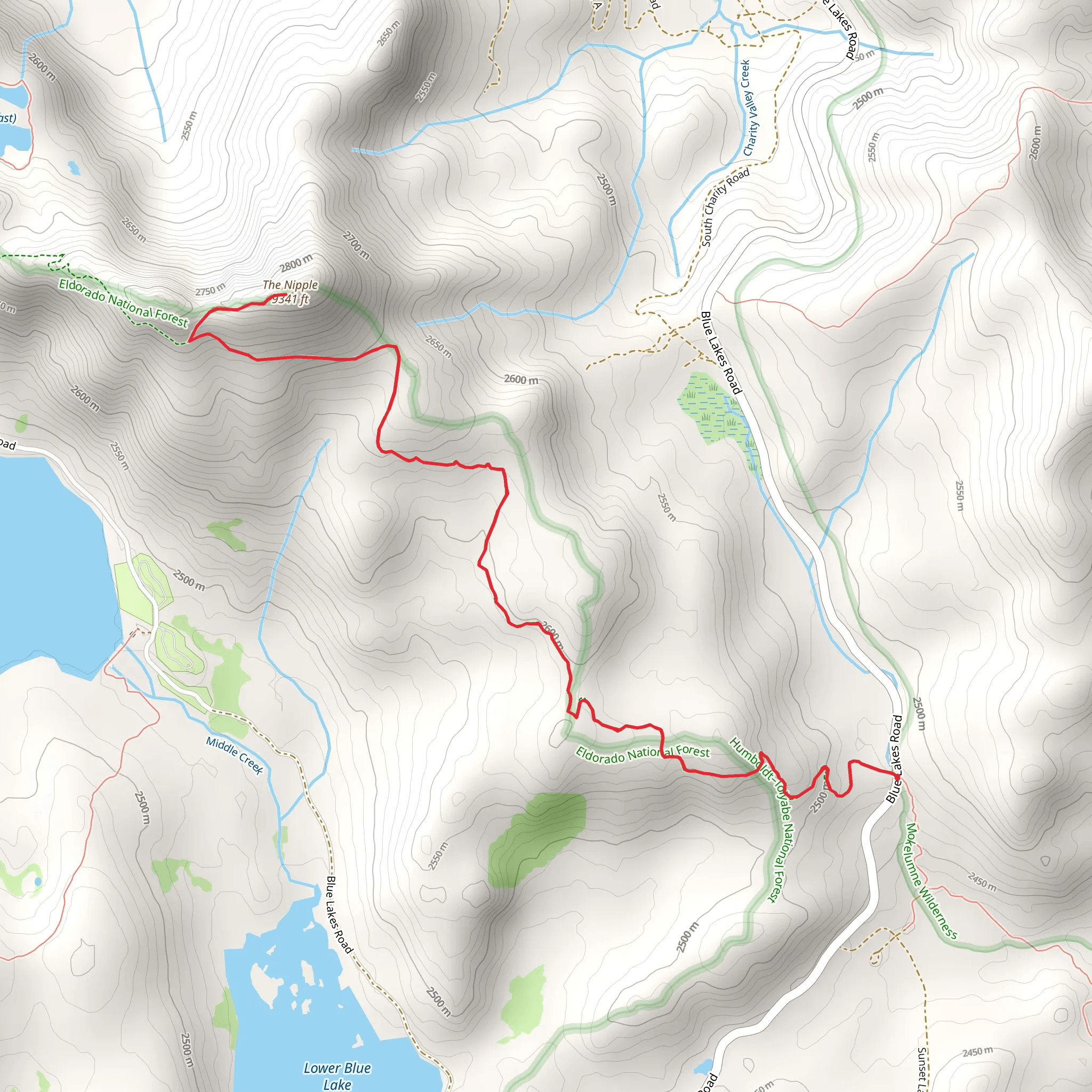The Nipple via PCT mobile static map