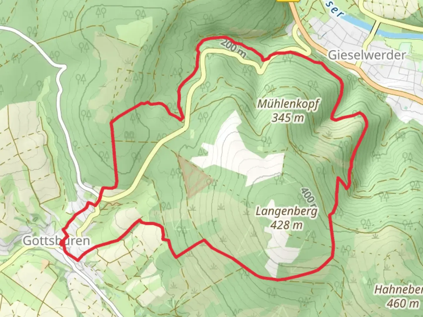 An image depicting the trail Gieselwerder and Eco Pfad Gieselwerder and its surrounding area.