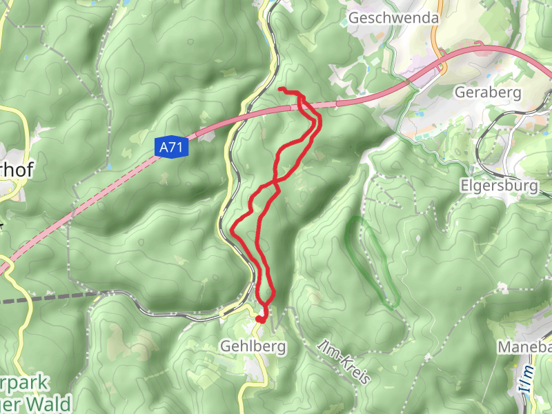 Steiniger Hügel via Dursch's Tal der Zahmen Gera and Bergpfad Gehlberg