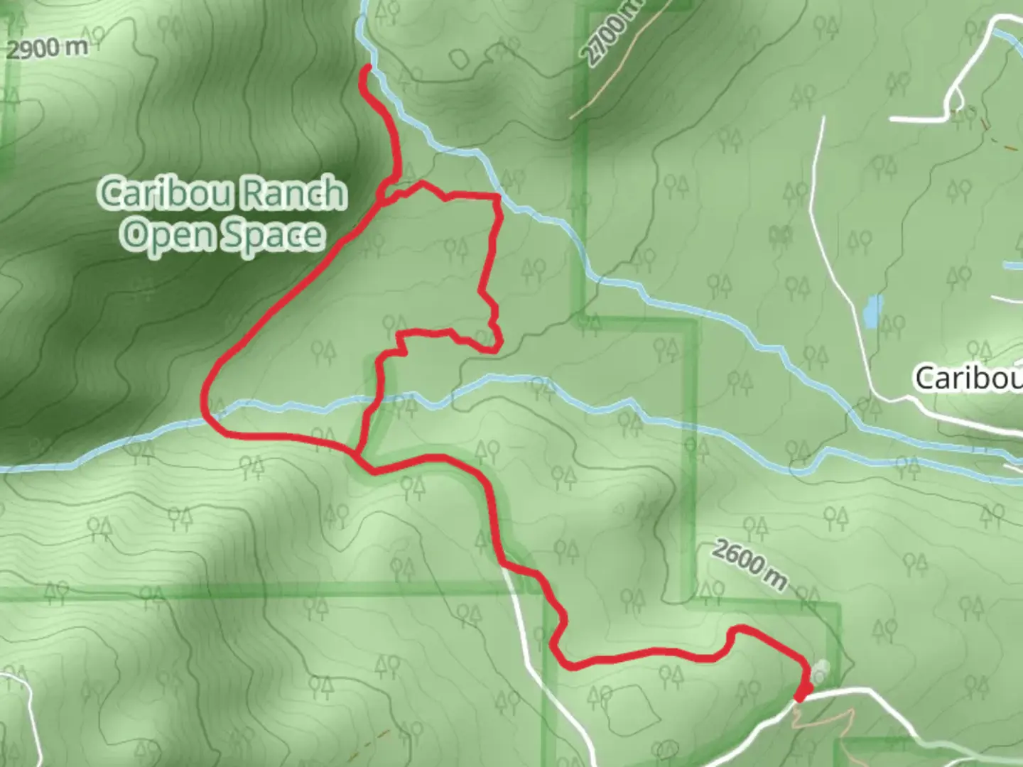An image depicting the trail Blue Bird Loop and its surrounding area.