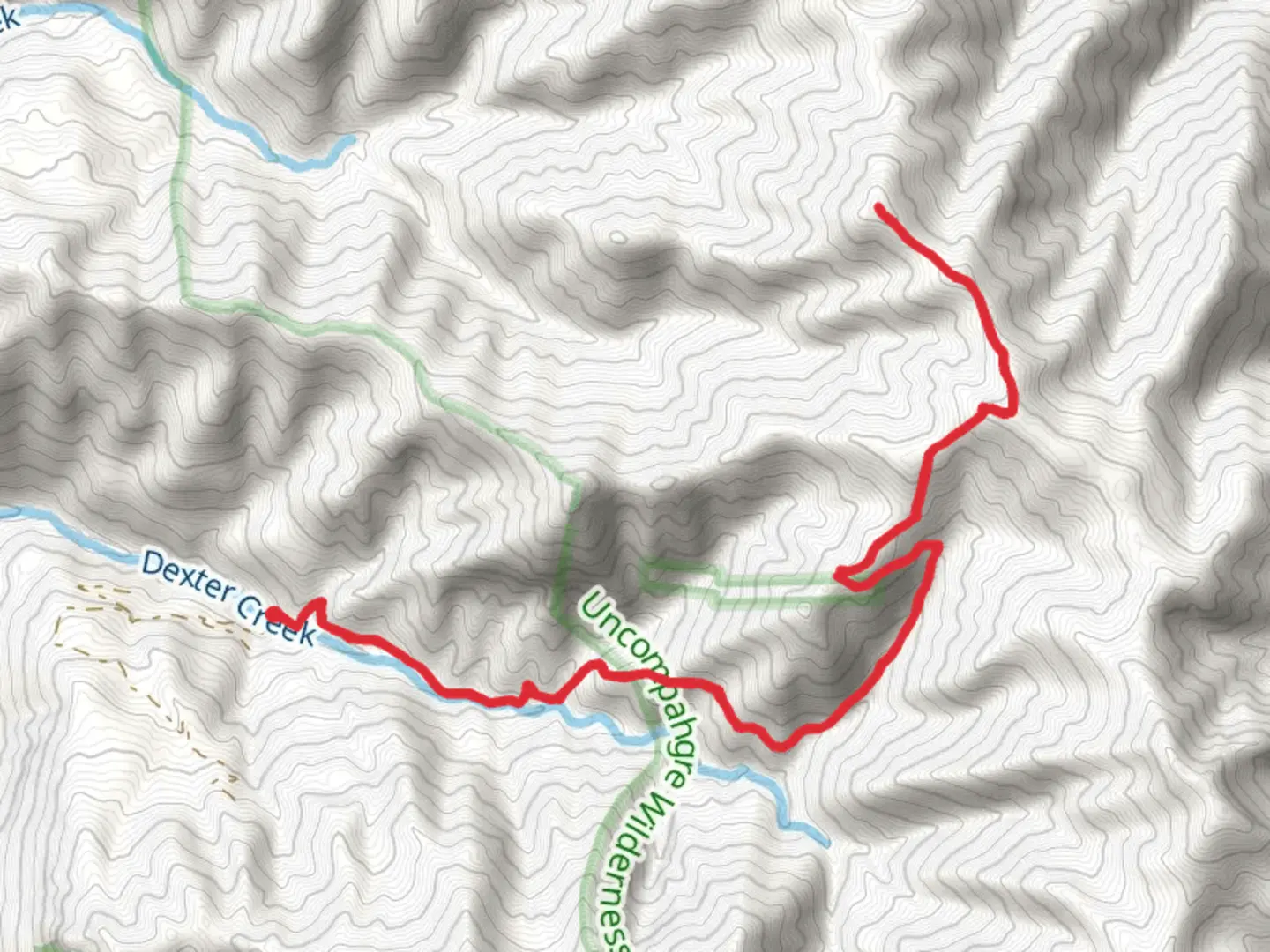 An image depicting the trail Dexter Creek Trail and its surrounding area.