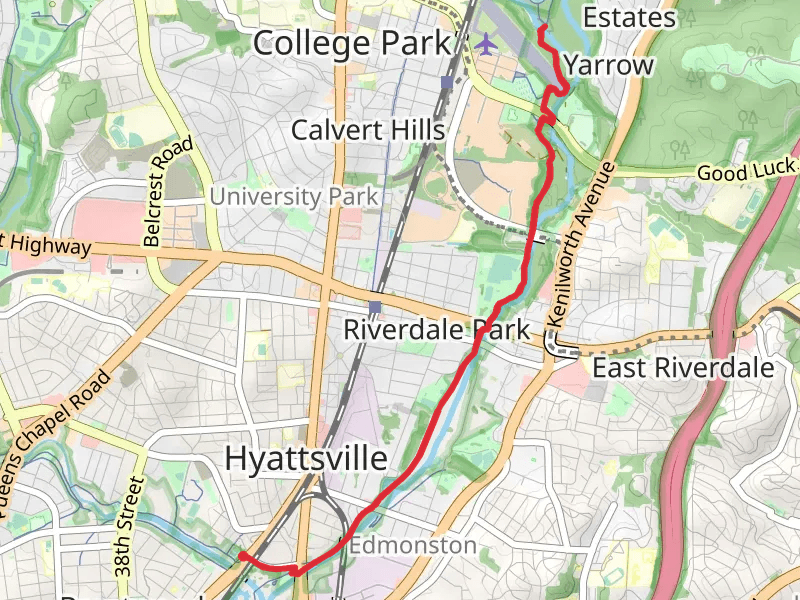 Melrose Park,Riverside Drive Park and Paint branch Parkway Park