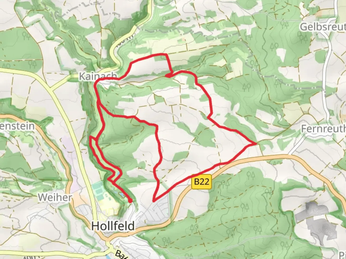 An image depicting the trail Aktiv-Park Roter Trail and Aktiv-Park Schwarzer Trail and its surrounding area.