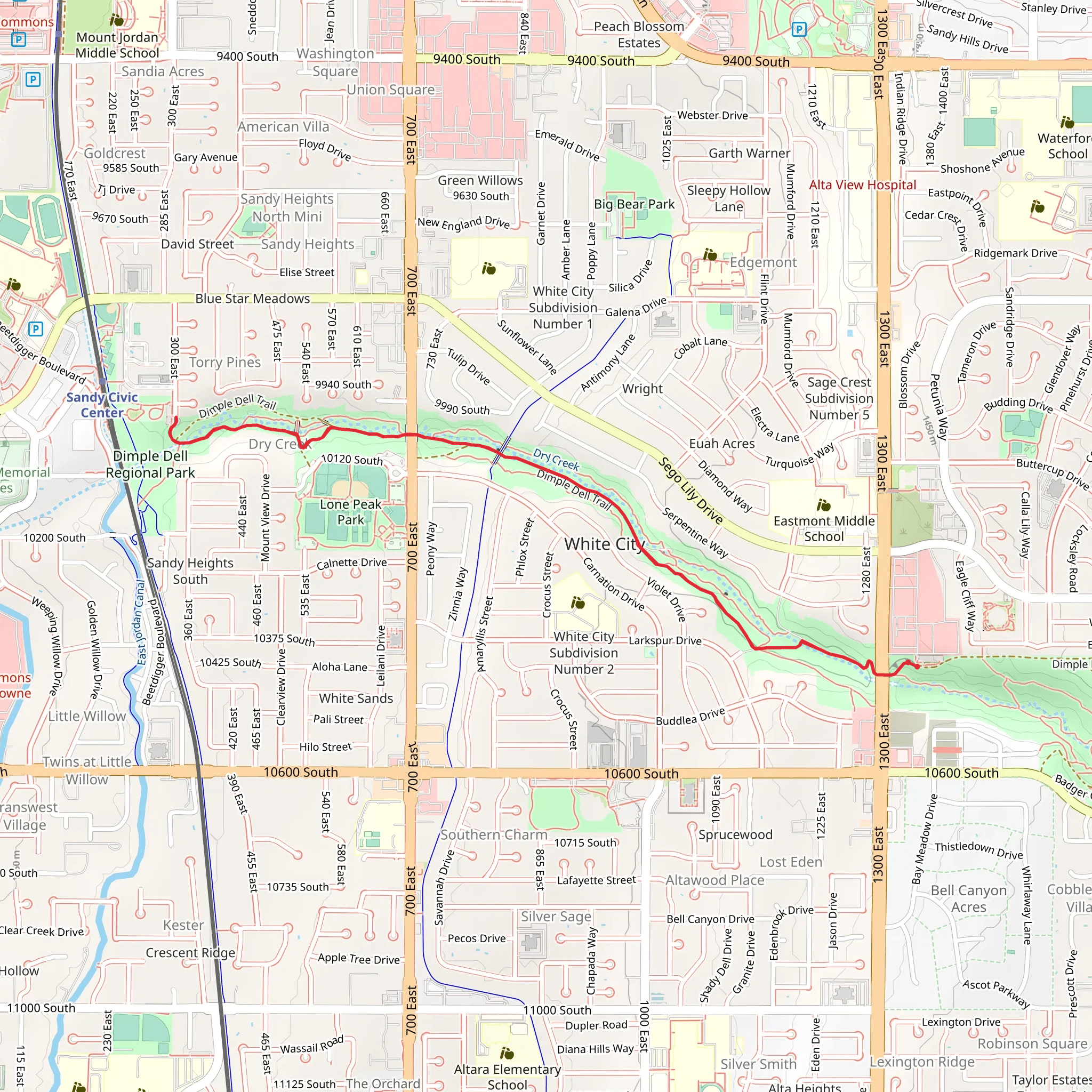 Dimple Dell Trail mobile static map