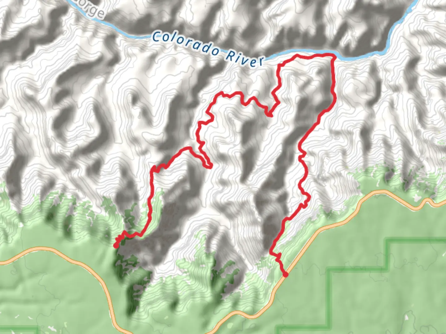 An image depicting the trail New Hance - East Tonto - Grandview Trail and its surrounding area.