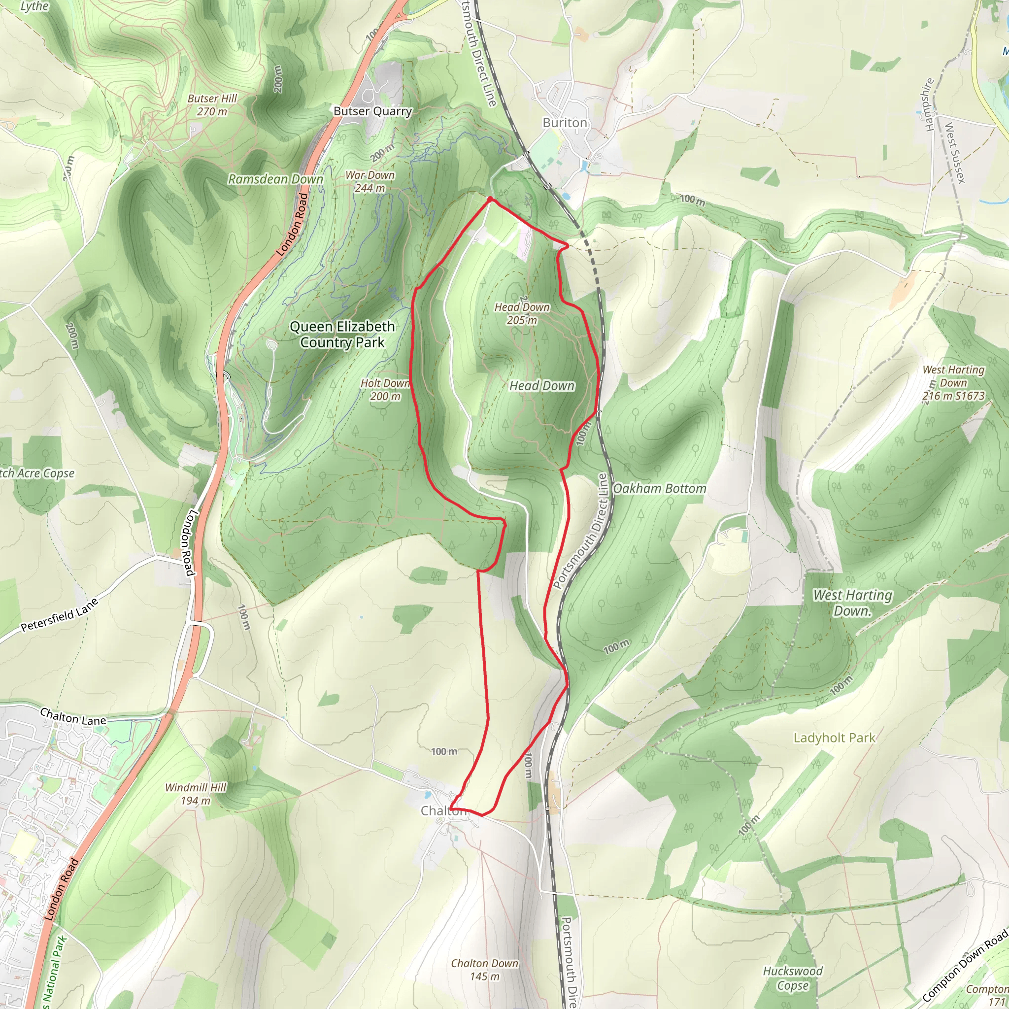 Head Down Loop - Chalton mobile static map